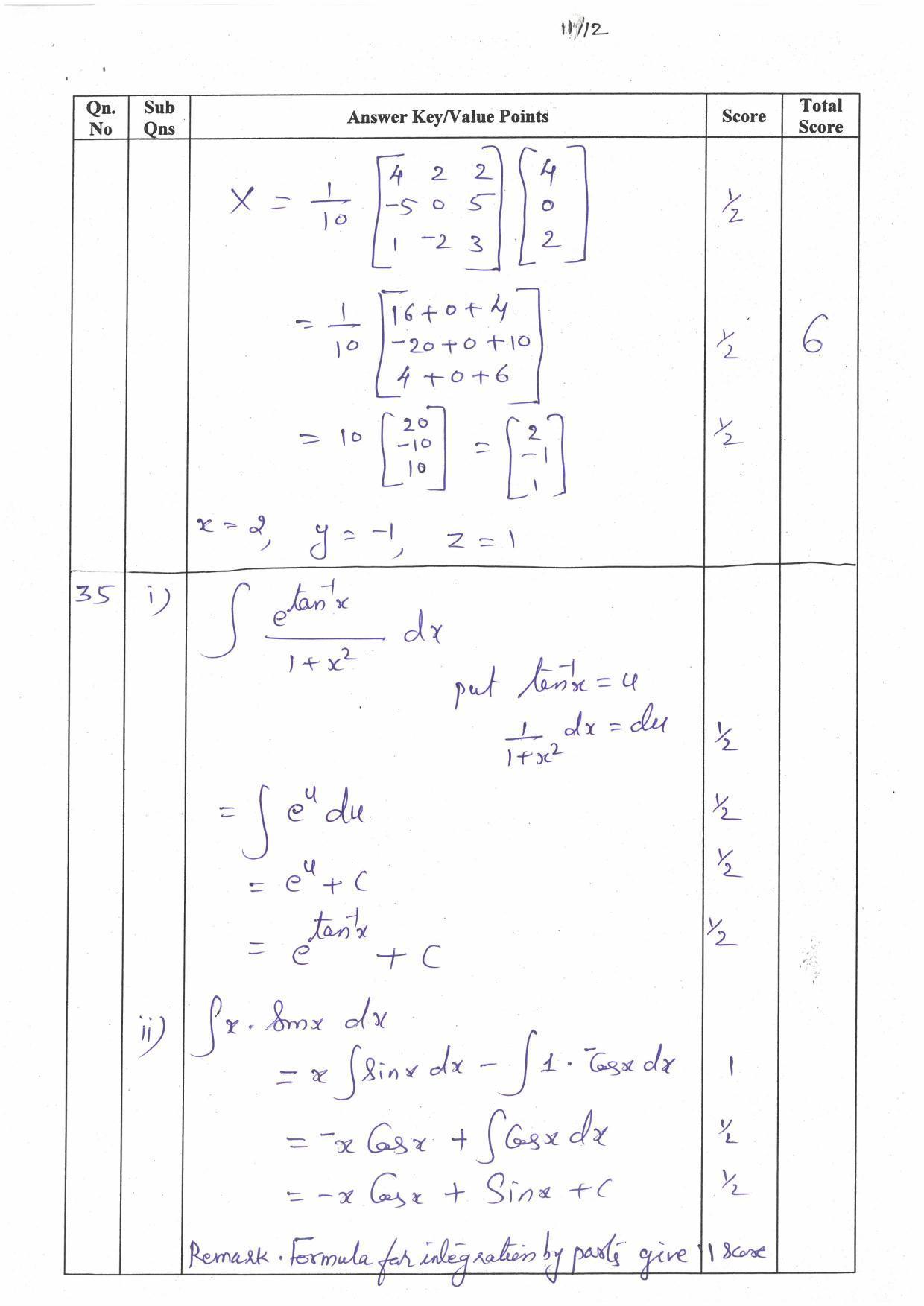 Kerala Plus Two (Class 12th) Answer Key 2022 - Maths Commerce - Page 11