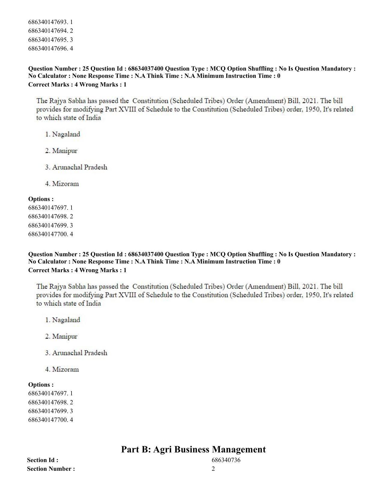 CUET PG 2023: COQP01 – Agri-Business Management Eng-Shift 3 (23-06-2023) Question Paper - Page 25