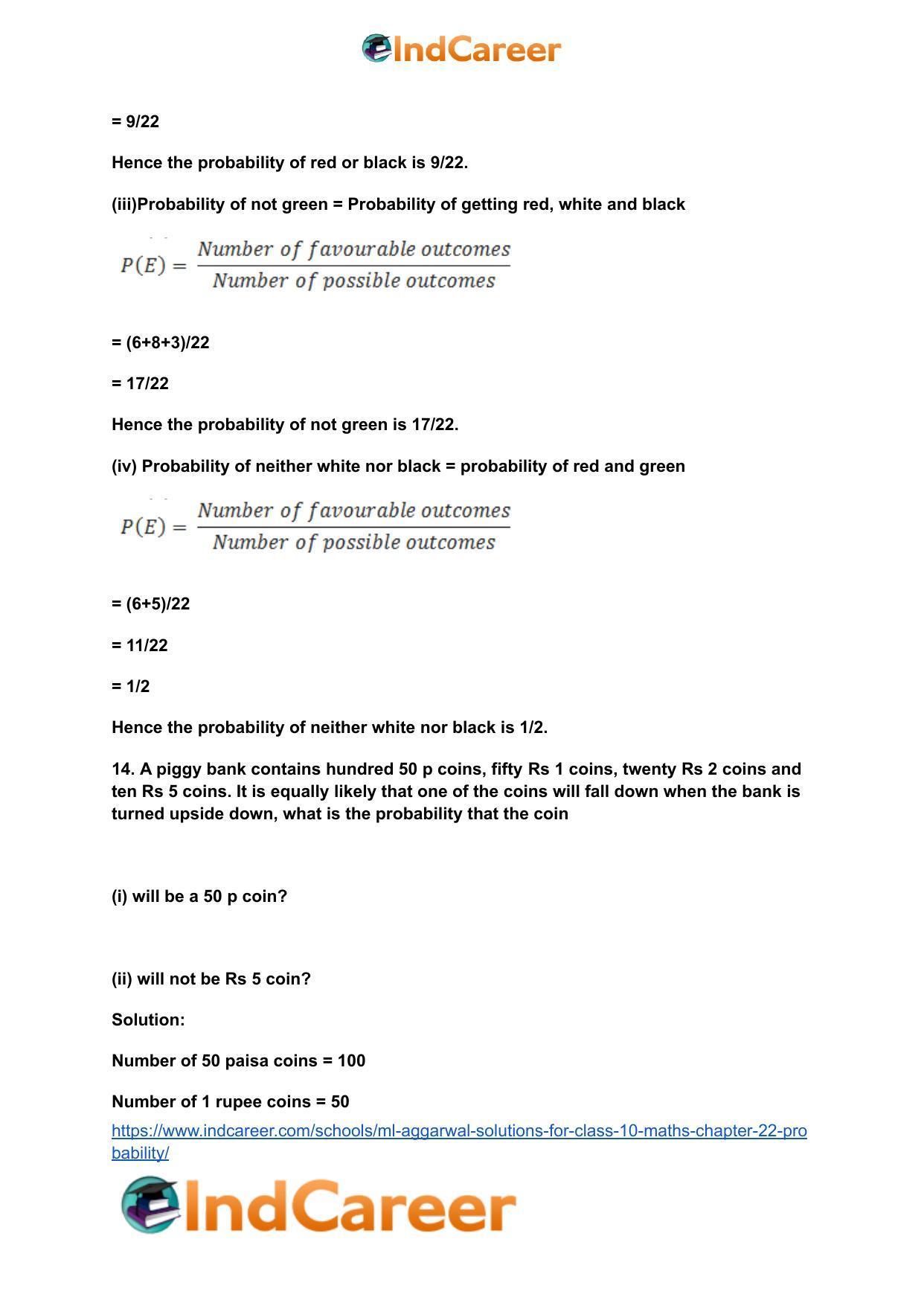 ML Aggarwal Solutions for Class 10 Maths Chapter 22- Probability - Page 12