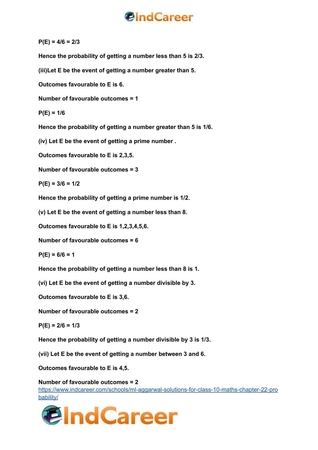 ML Aggarwal Solutions for Class 10 Maths Chapter 22- Probability - Page 17