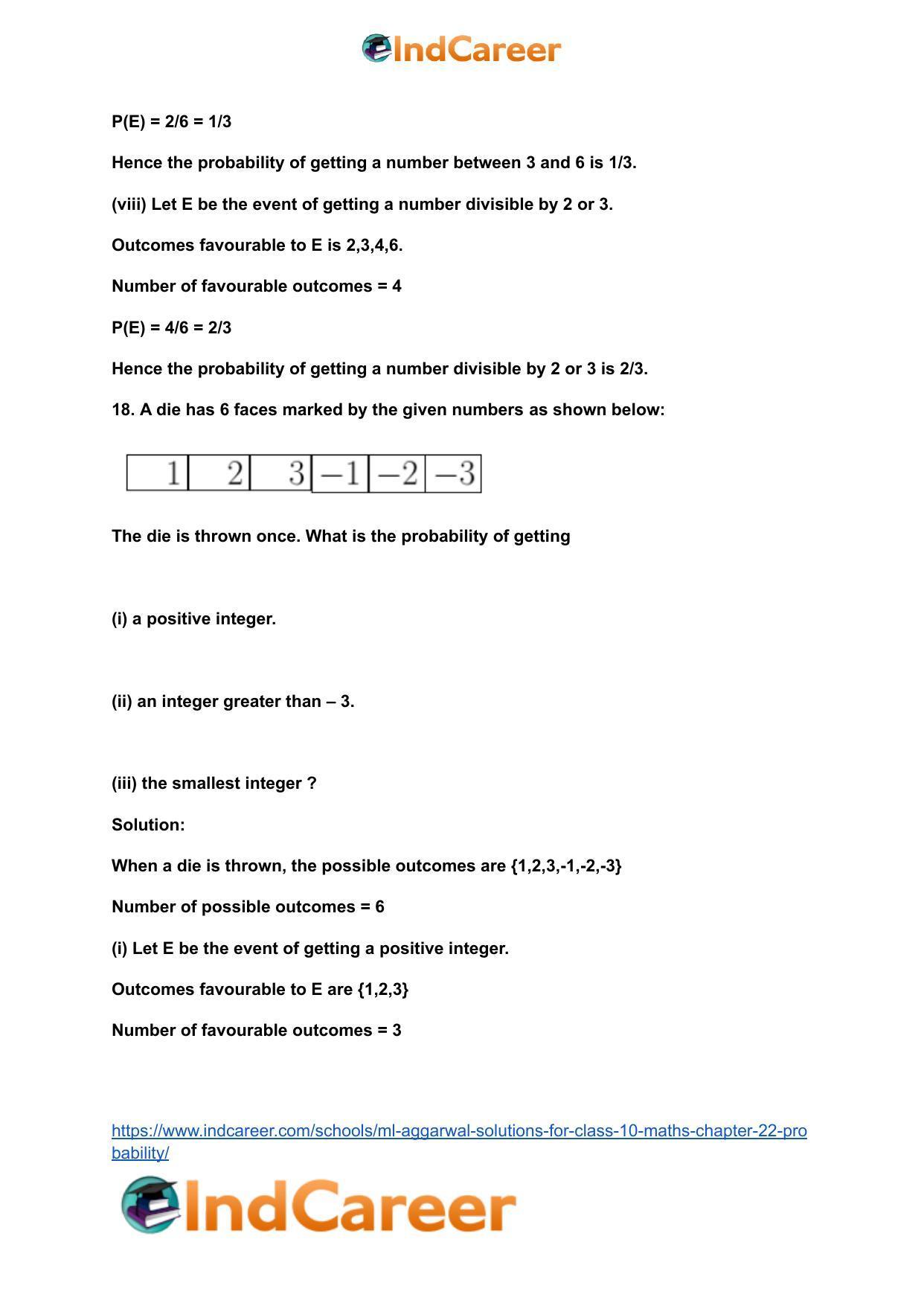 ML Aggarwal Solutions for Class 10 Maths Chapter 22- Probability - Page 18
