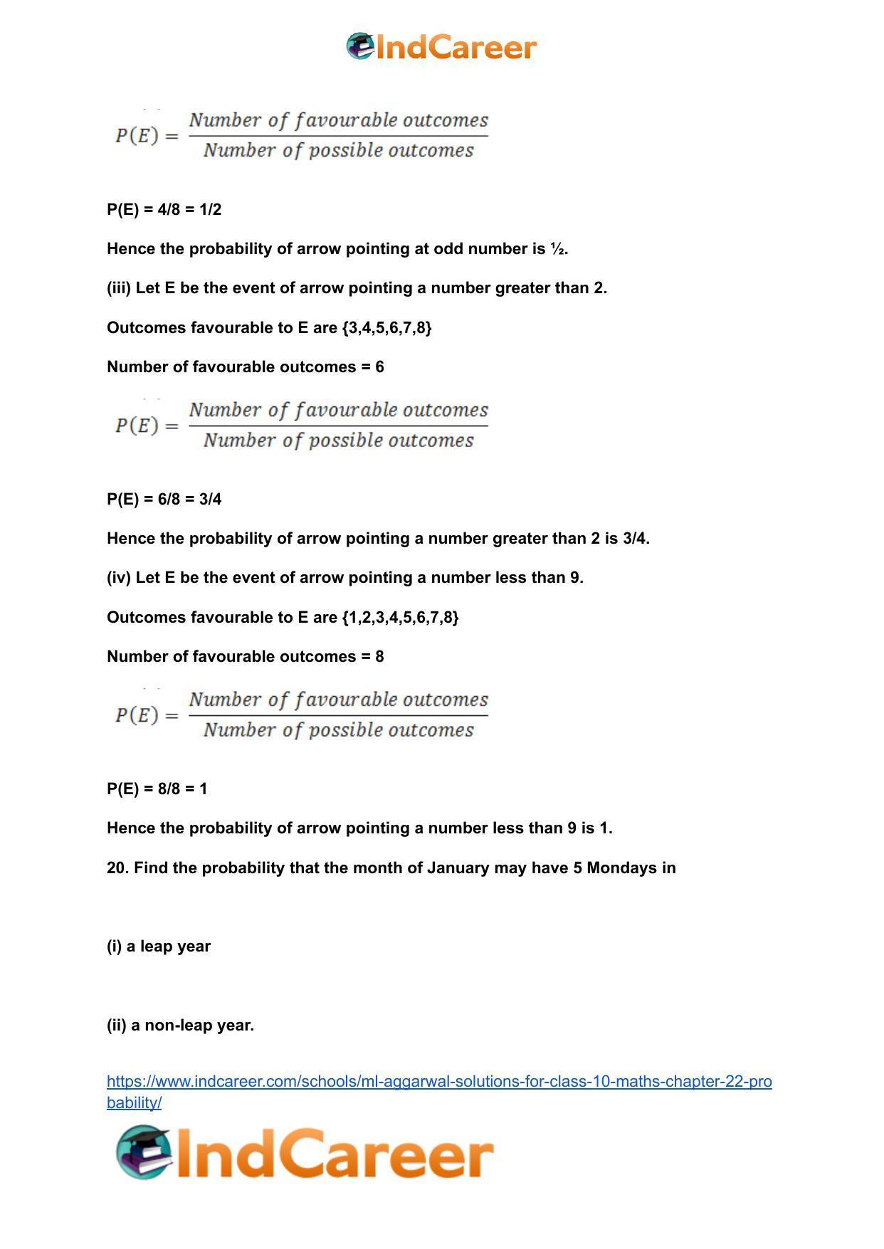 ML Aggarwal Solutions for Class 10 Maths Chapter 22- Probability - Page 21