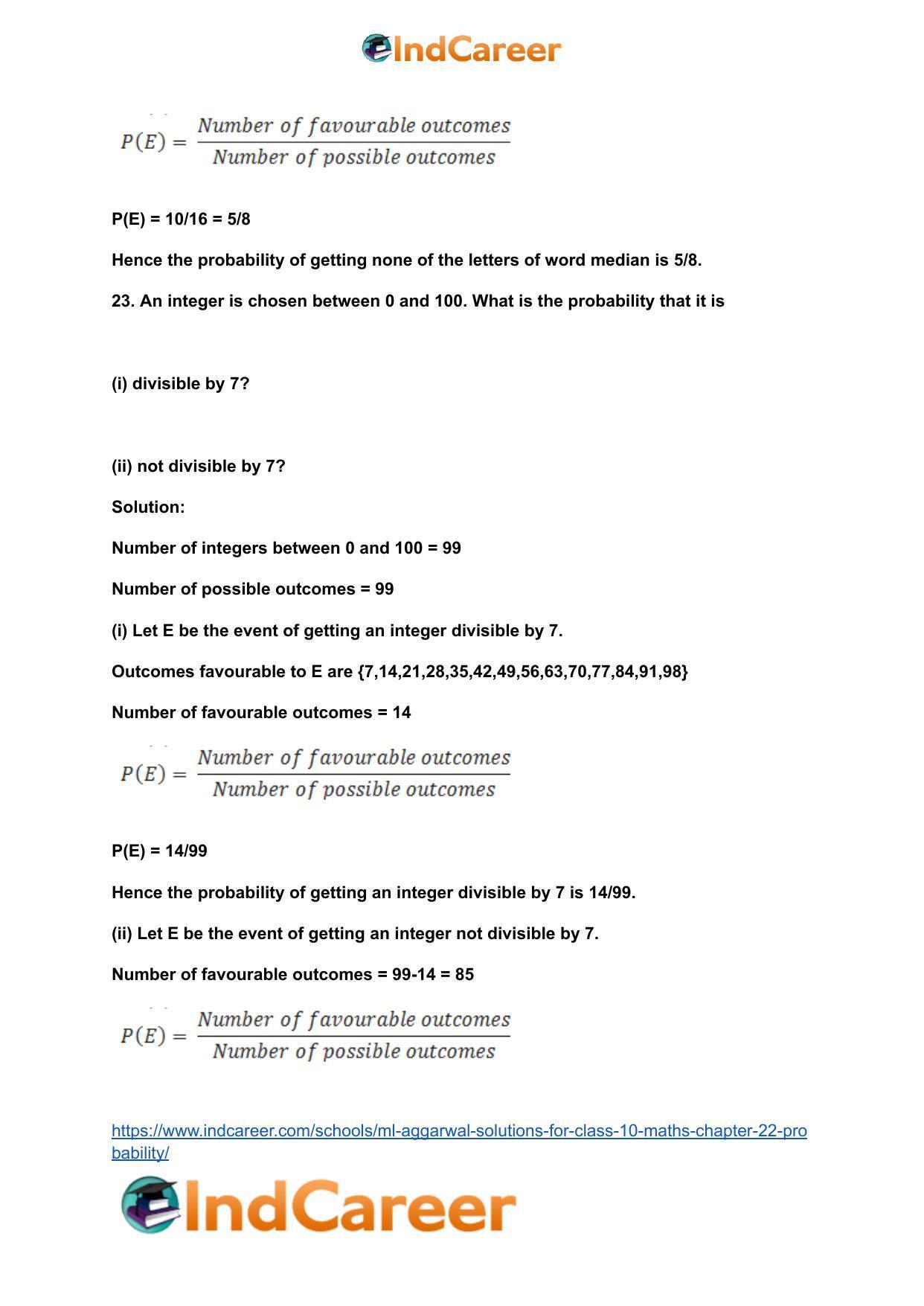 ML Aggarwal Solutions for Class 10 Maths Chapter 22- Probability - Page 24