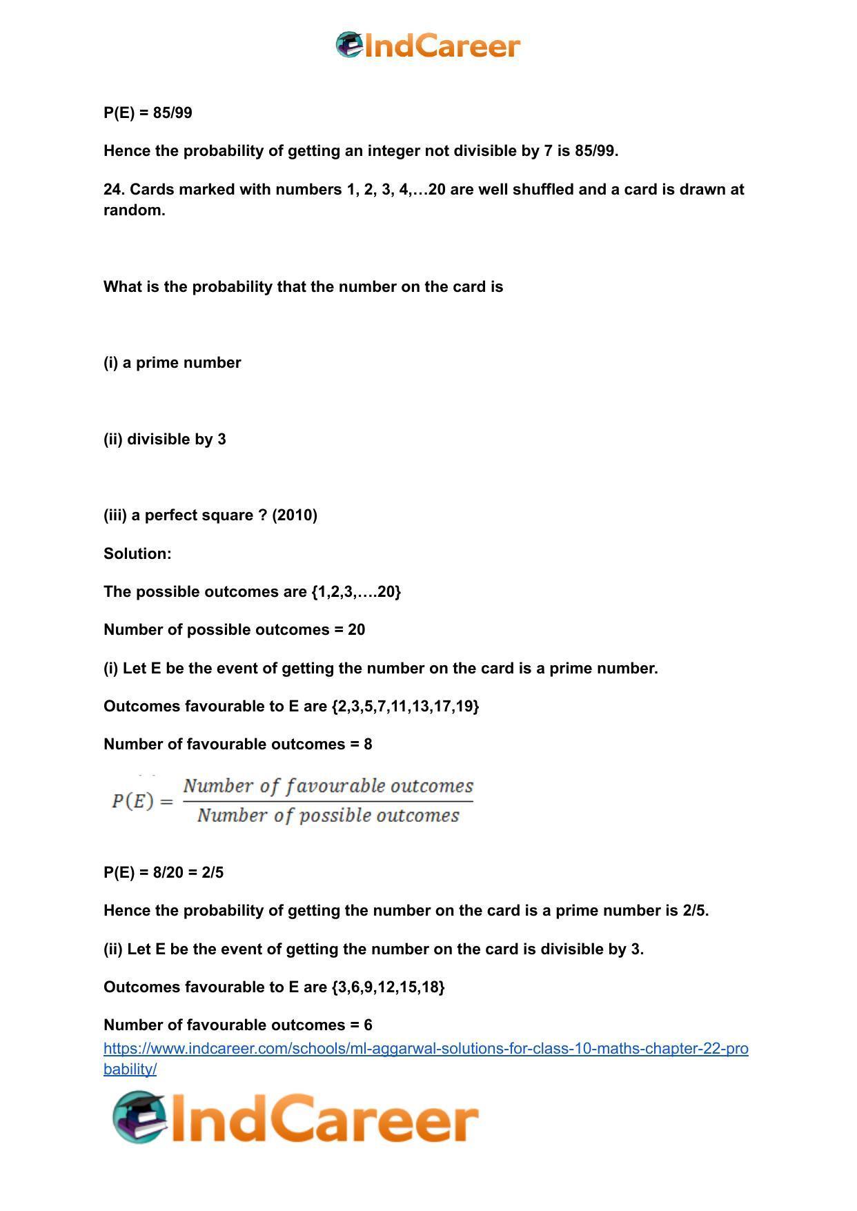 ML Aggarwal Solutions for Class 10 Maths Chapter 22- Probability - Page 25
