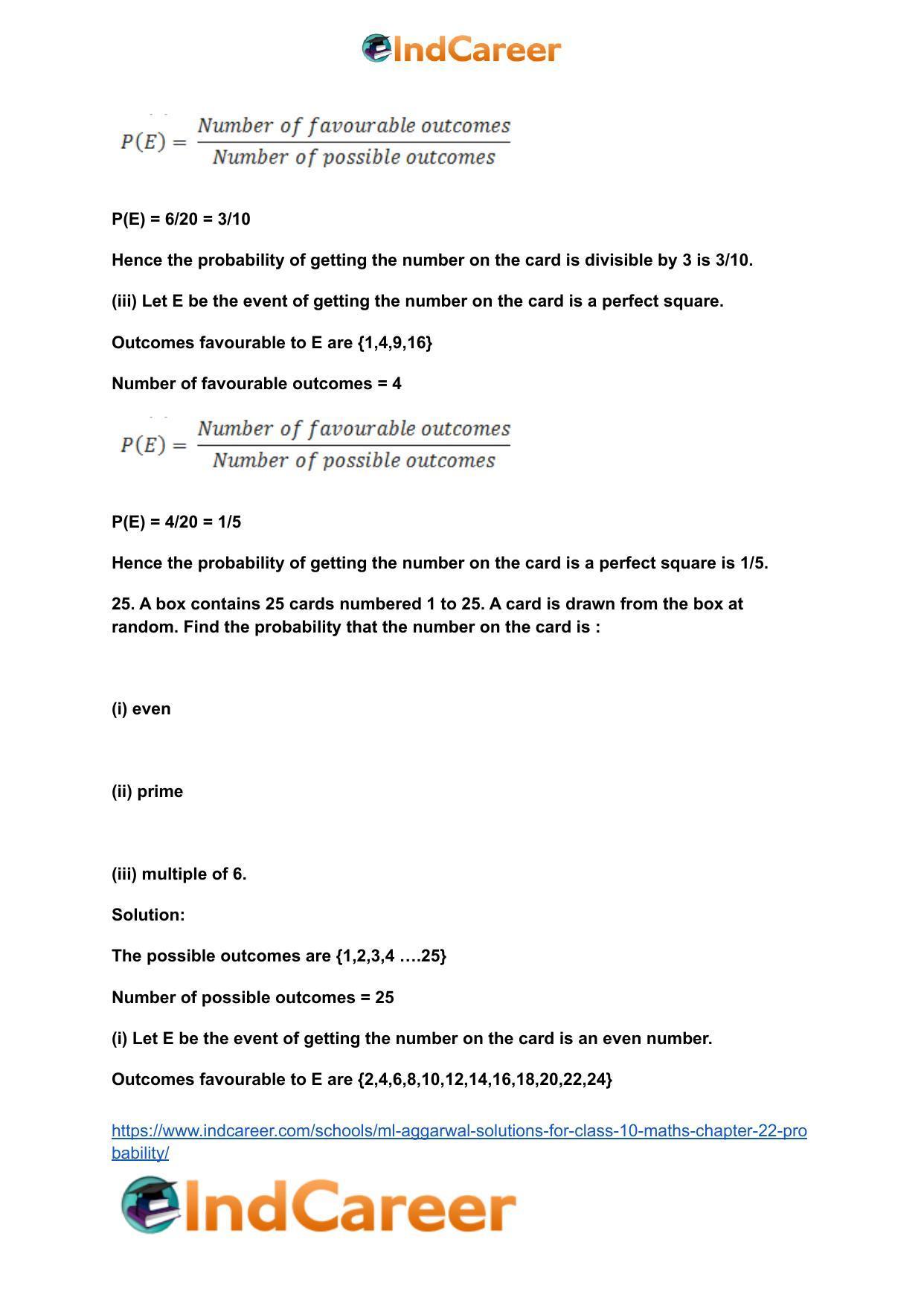 ML Aggarwal Solutions for Class 10 Maths Chapter 22- Probability - Page 26