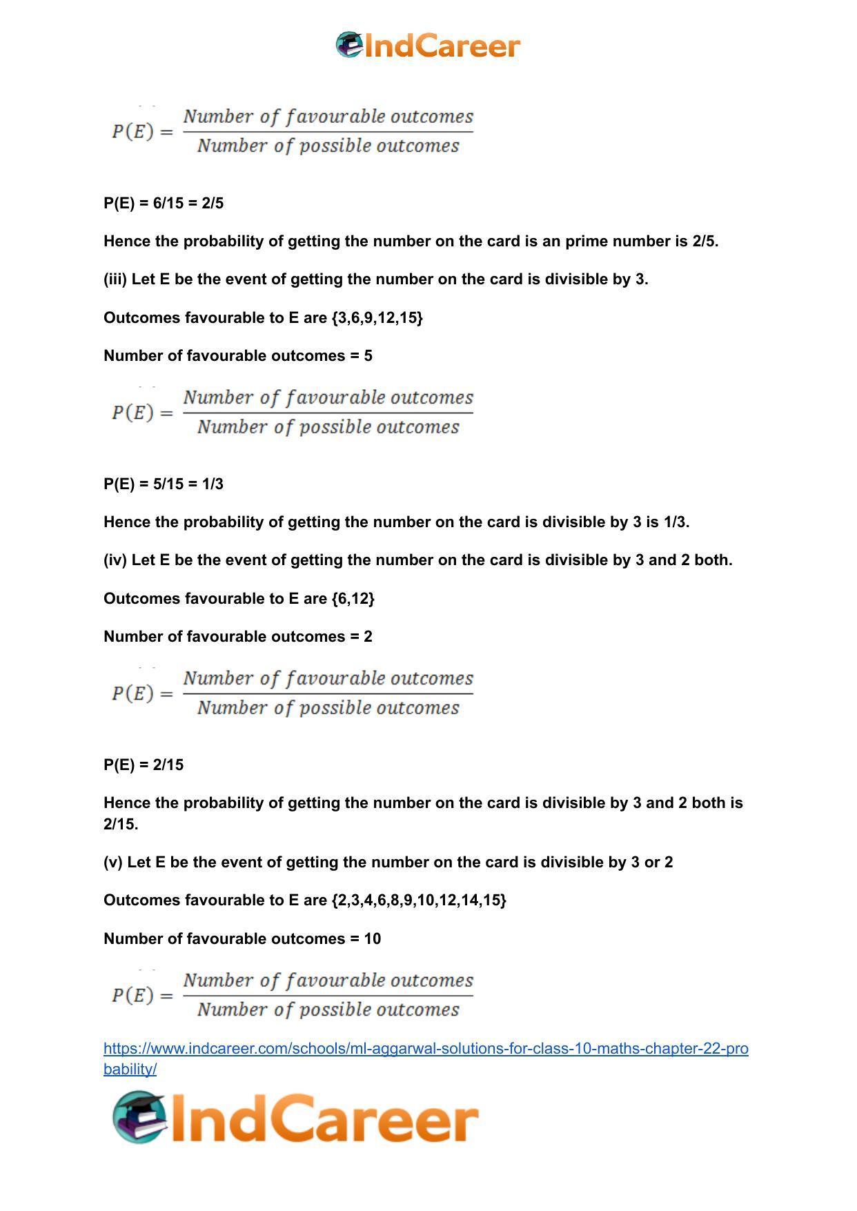 ML Aggarwal Solutions for Class 10 Maths Chapter 22- Probability - Page 29