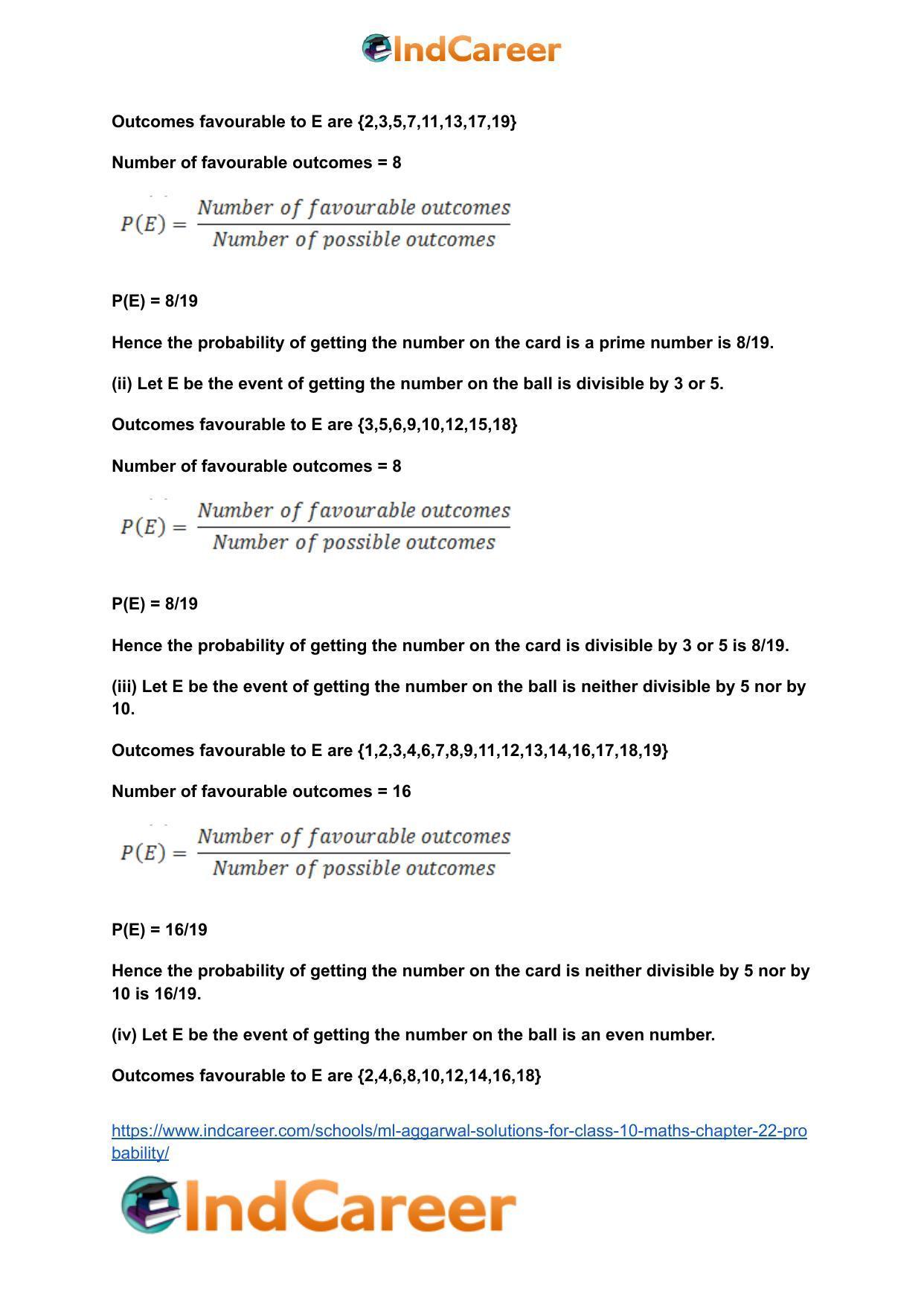 ML Aggarwal Solutions for Class 10 Maths Chapter 22- Probability - Page 31