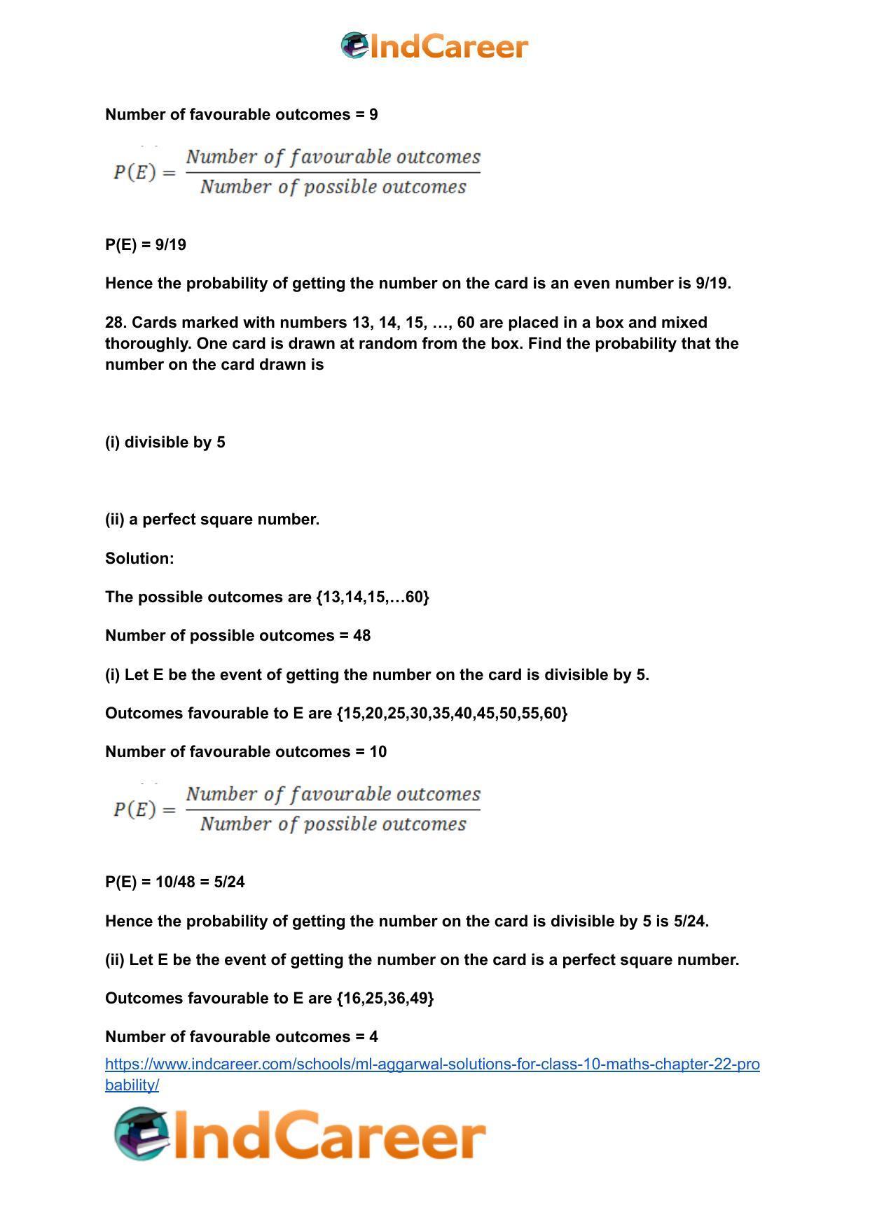 ML Aggarwal Solutions for Class 10 Maths Chapter 22- Probability - Page 32