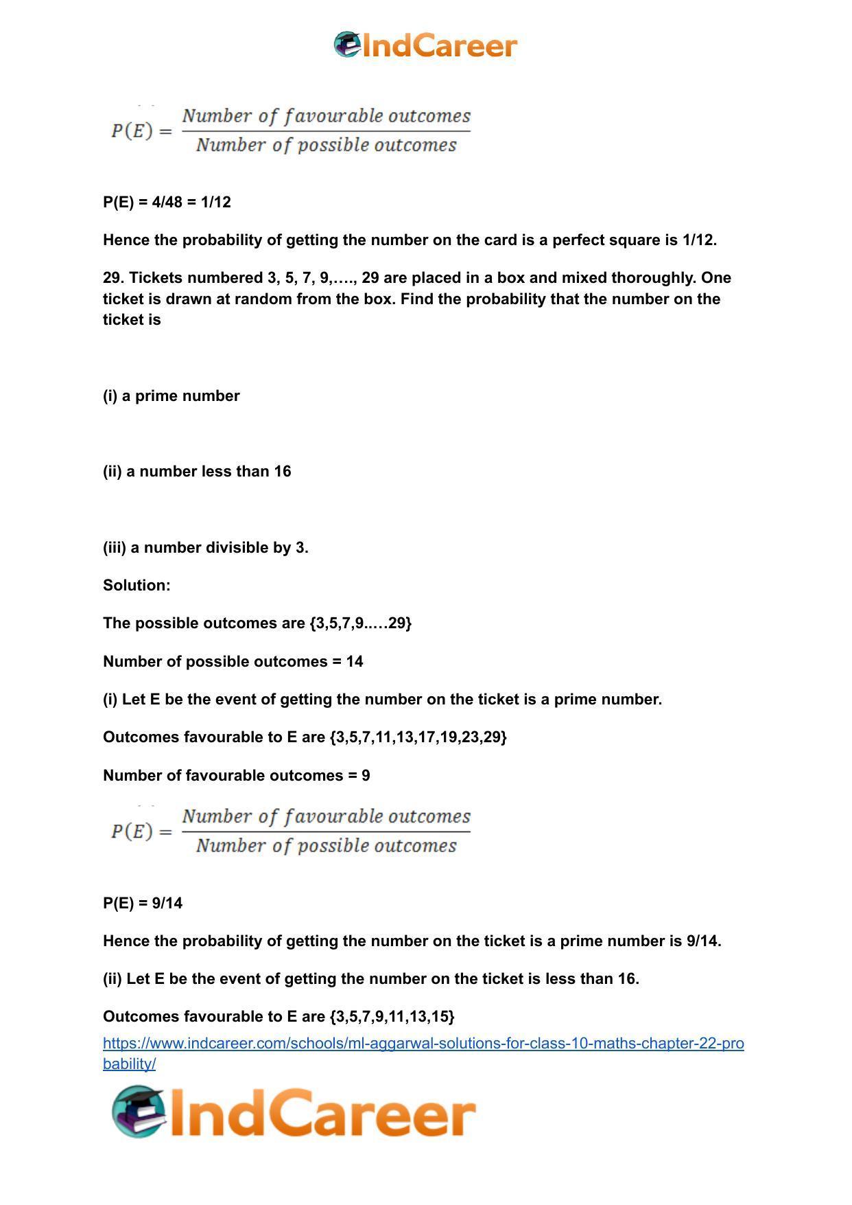 ML Aggarwal Solutions for Class 10 Maths Chapter 22- Probability - Page 33