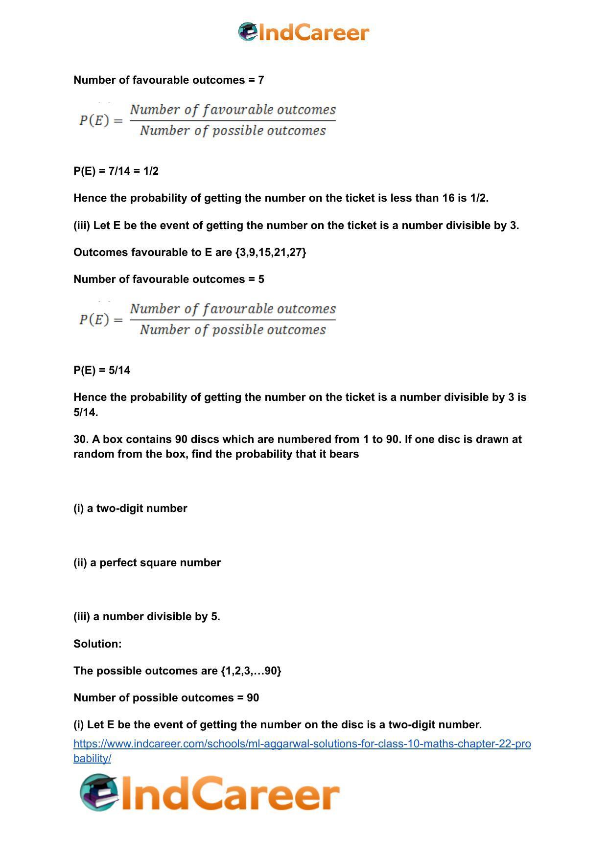 ML Aggarwal Solutions for Class 10 Maths Chapter 22- Probability - Page 34