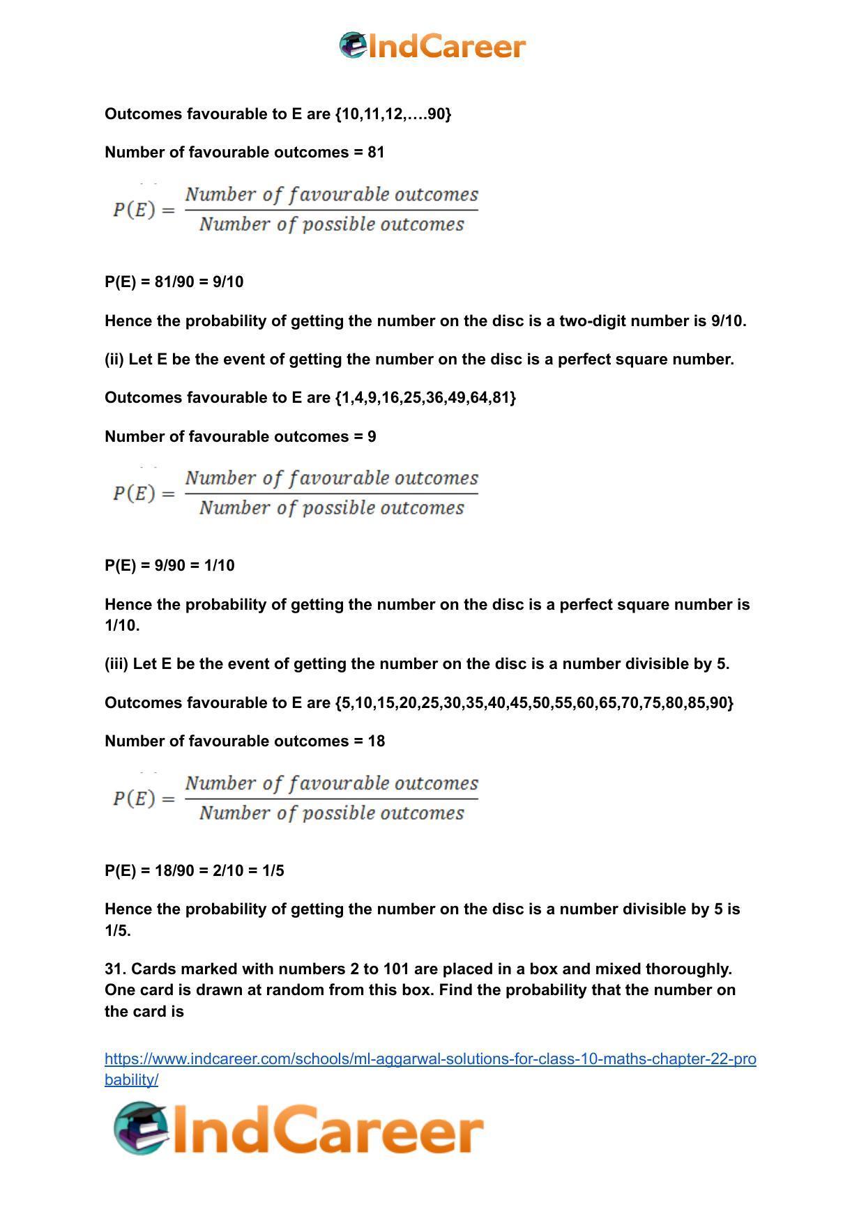 ML Aggarwal Solutions for Class 10 Maths Chapter 22- Probability - Page 35