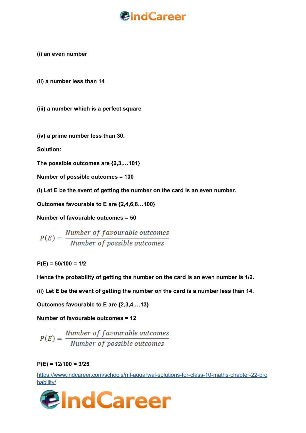 ML Aggarwal Solutions for Class 10 Maths Chapter 22- Probability - Page 36
