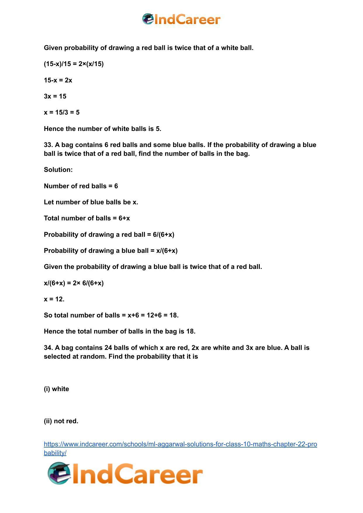ML Aggarwal Solutions for Class 10 Maths Chapter 22- Probability - Page 38