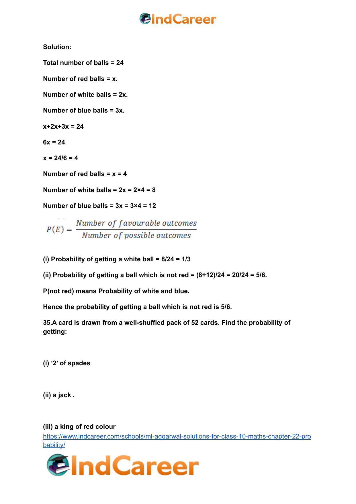 ML Aggarwal Solutions for Class 10 Maths Chapter 22- Probability - Page 39