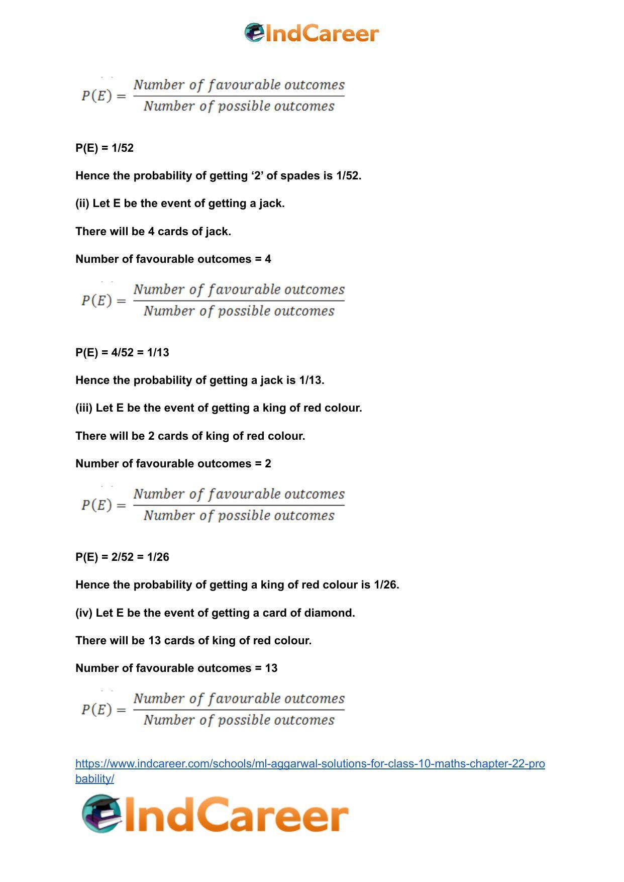 ML Aggarwal Solutions for Class 10 Maths Chapter 22- Probability - Page 41