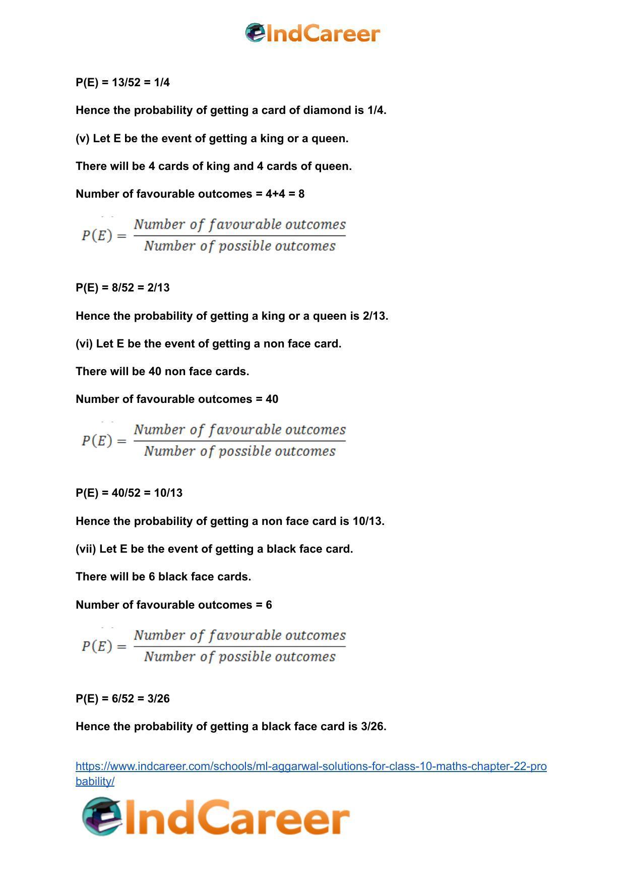 ML Aggarwal Solutions for Class 10 Maths Chapter 22- Probability - Page 42