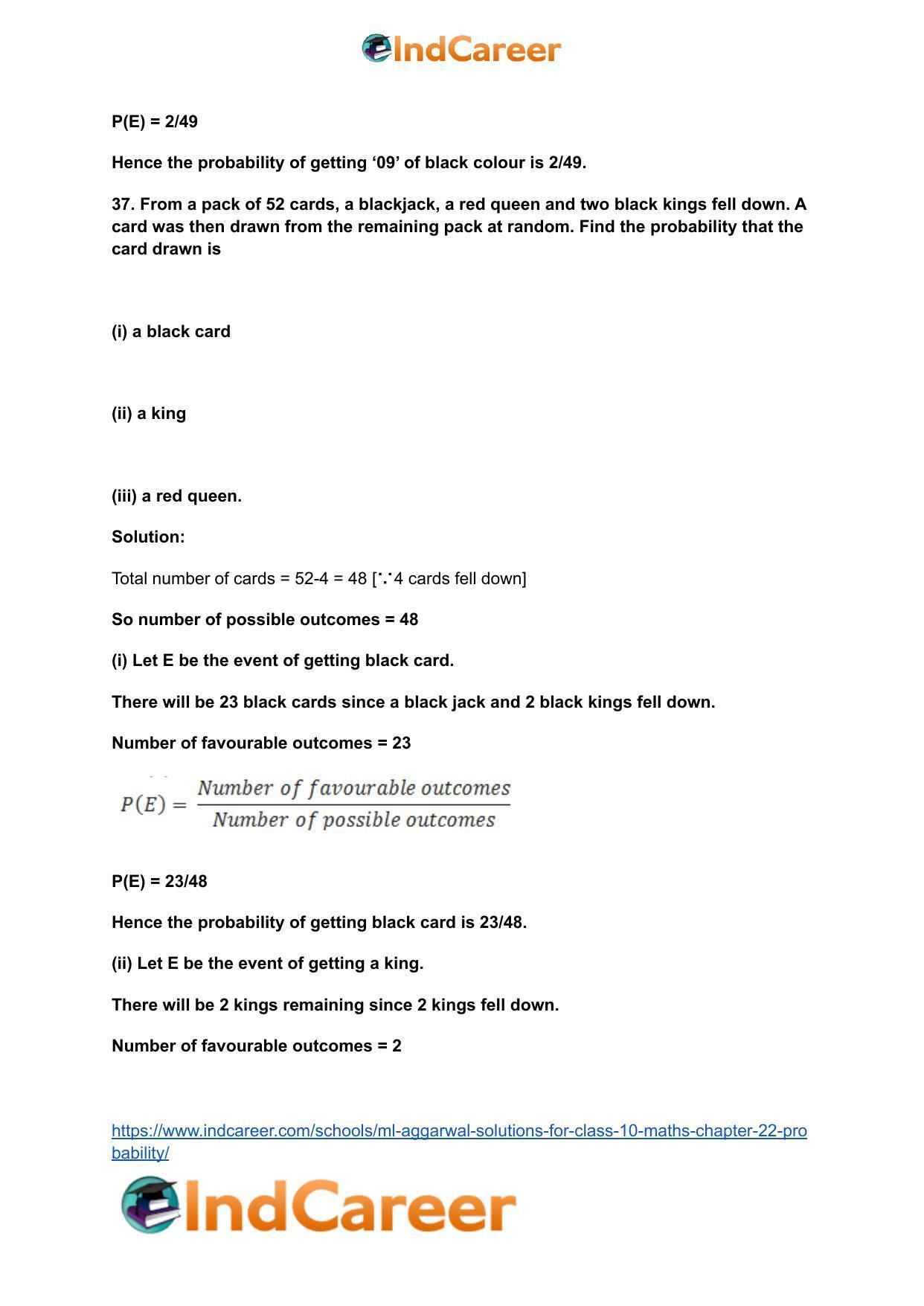 ML Aggarwal Solutions for Class 10 Maths Chapter 22- Probability - Page 47