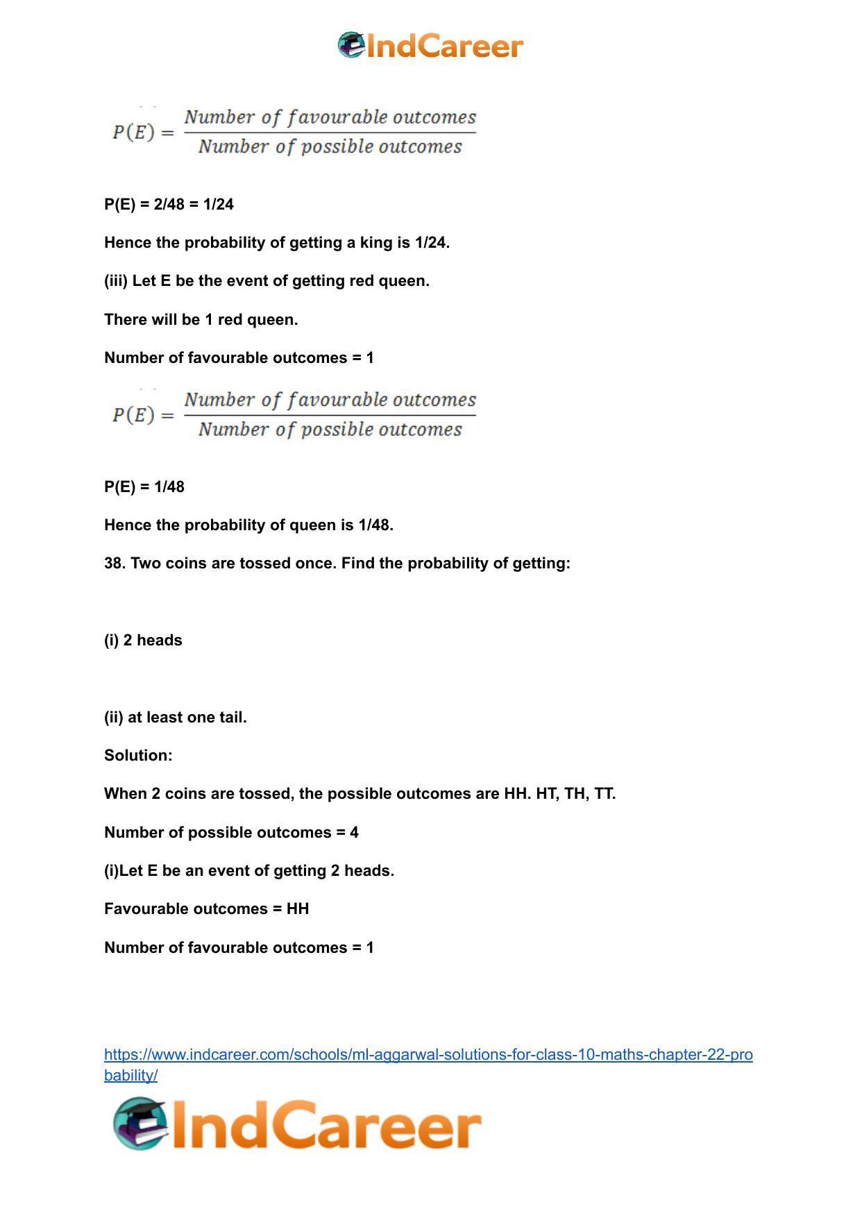 ML Aggarwal Solutions for Class 10 Maths Chapter 22- Probability - Page 48