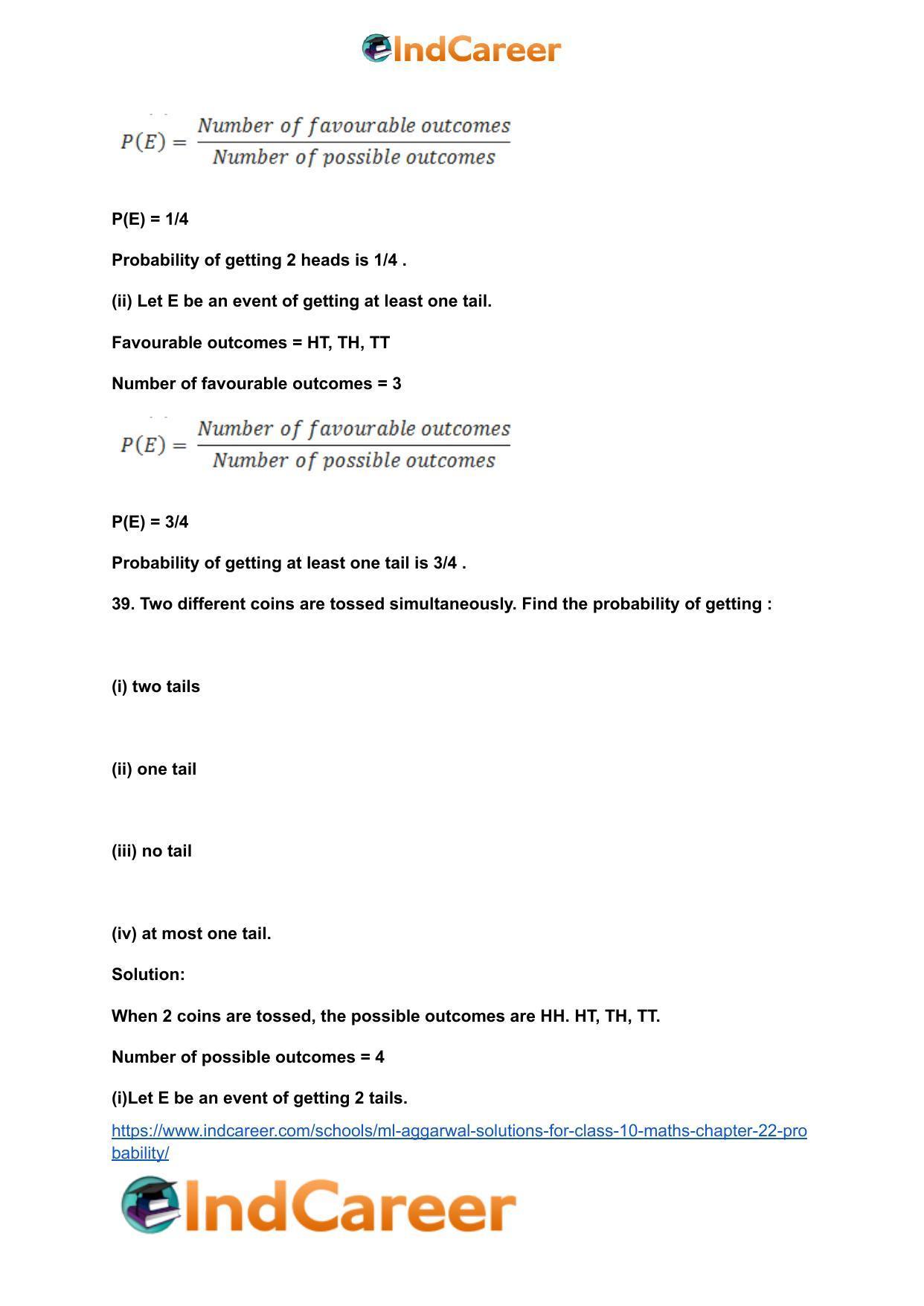 ML Aggarwal Solutions for Class 10 Maths Chapter 22- Probability - Page 49