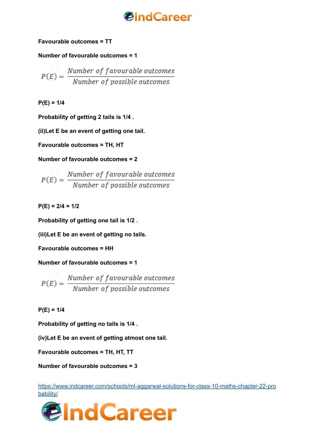 ML Aggarwal Solutions for Class 10 Maths Chapter 22- Probability - Page 50