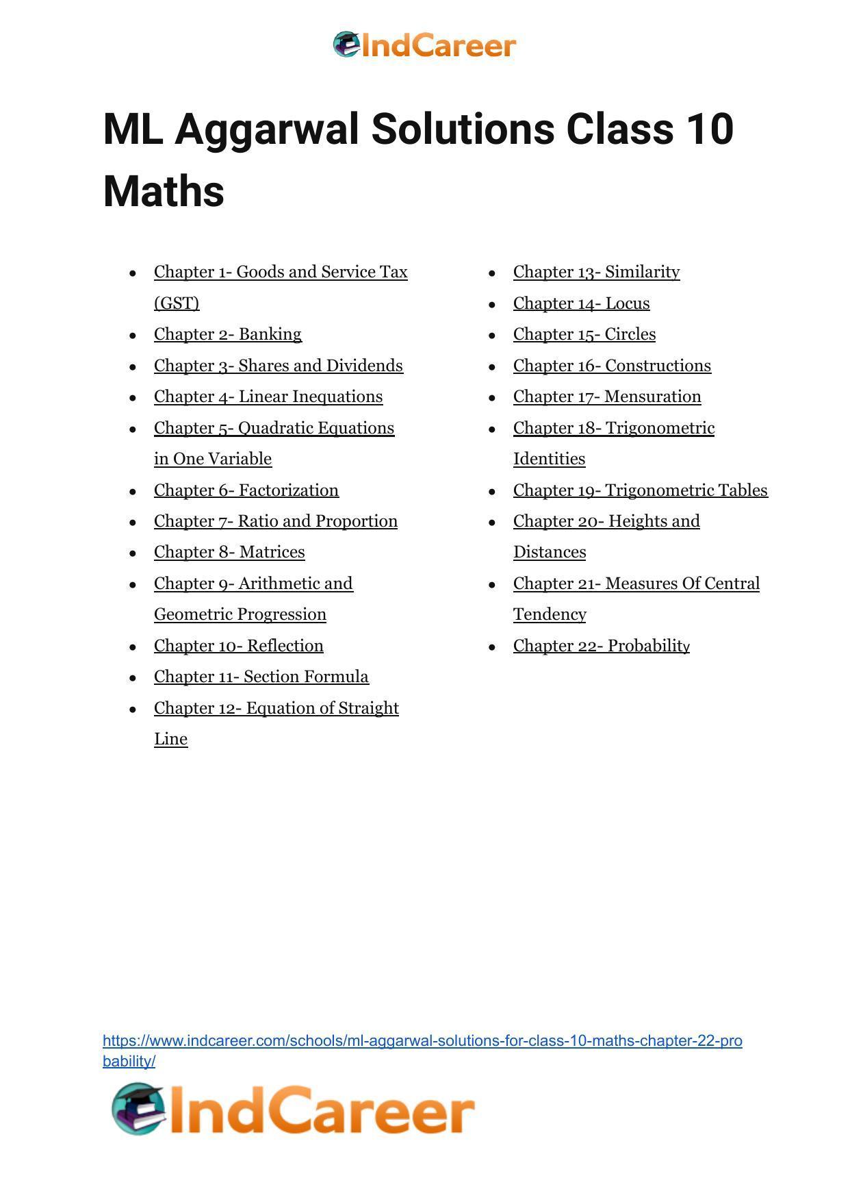 ML Aggarwal Solutions for Class 10 Maths Chapter 22- Probability - Page 54
