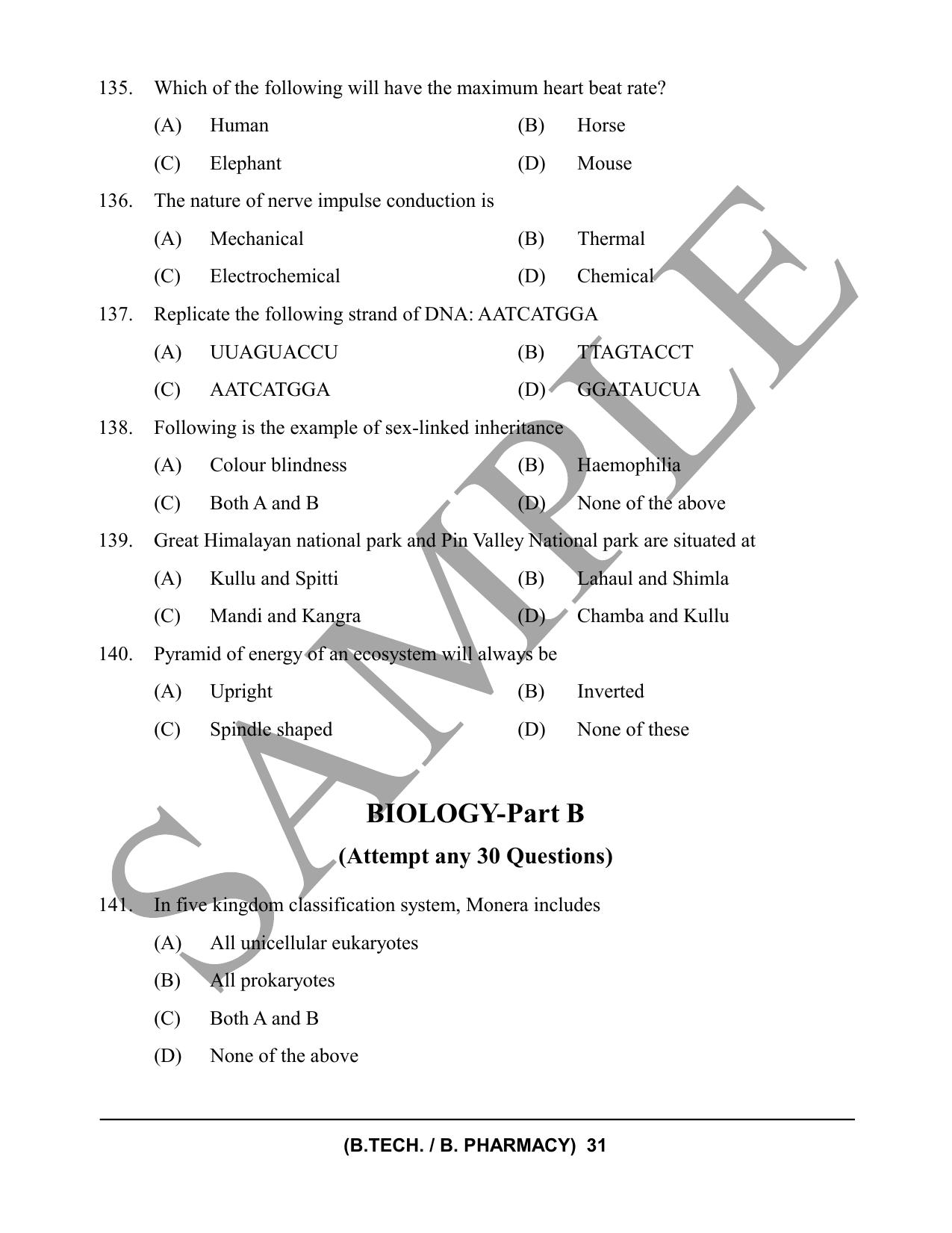 HPCET B. Tech. and B. Pharm. 2023 Sample Paper - Page 31