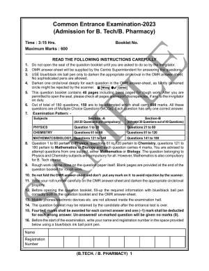 HPCET B. Tech. and B. Pharm. 2023 Sample Paper