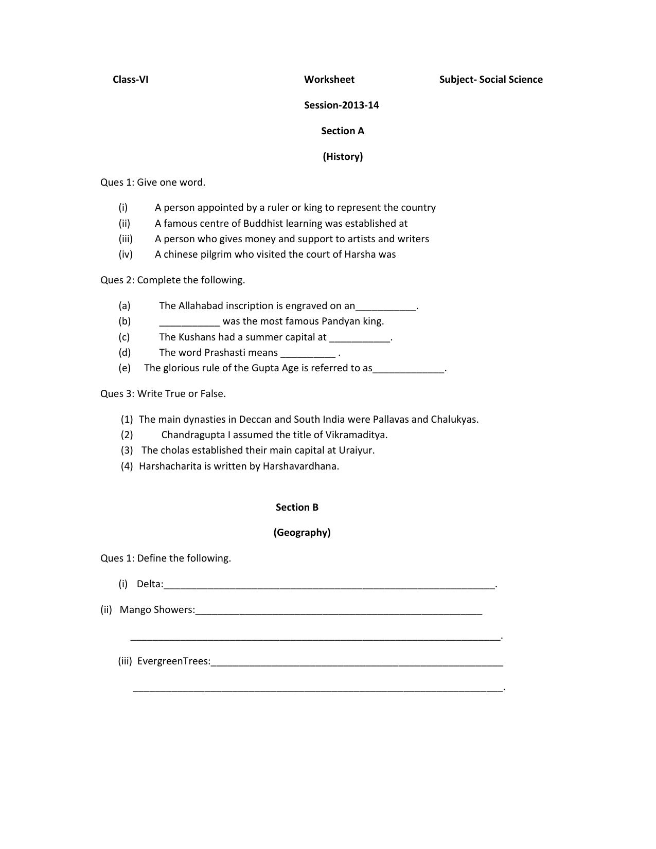 CBSE Worksheets for Class 6 Social Science Assignment 15 - Page 2