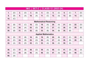 SOF IMO Class 12 SET-C 2023 Answer Keys