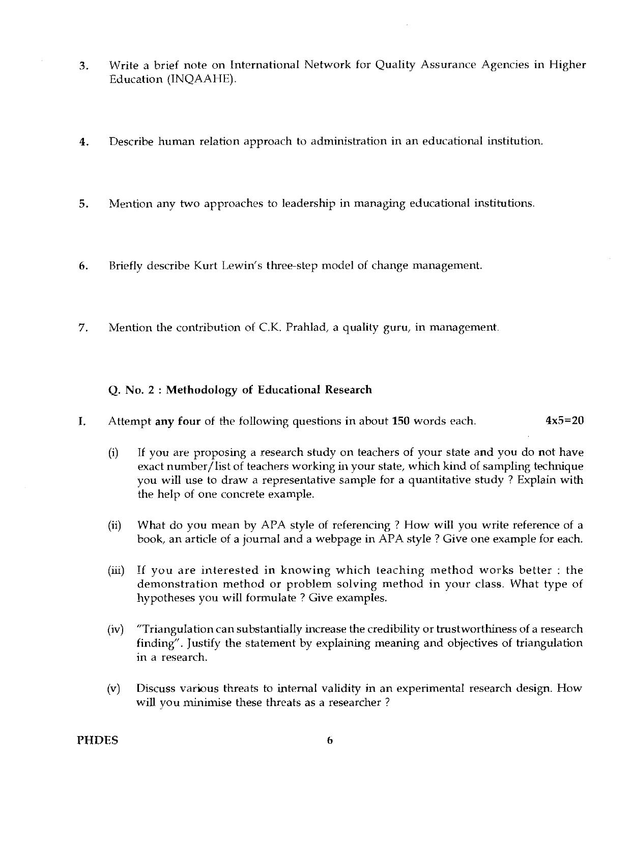 IGNOU PhD Entrance Test Ph.D./M.Phil (Education) 2019 Question Paper - Page 6