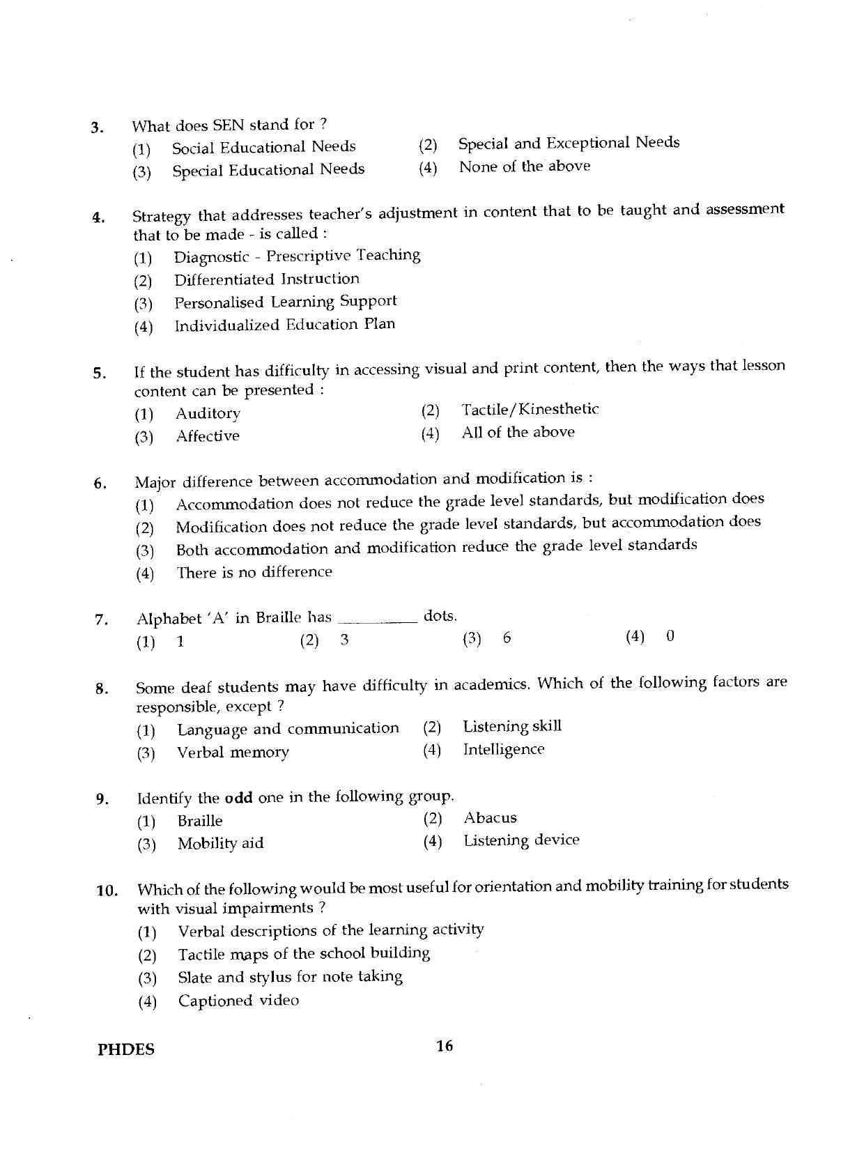 IGNOU PhD Entrance Test Ph.D./M.Phil (Education) 2019 Question Paper - Page 16