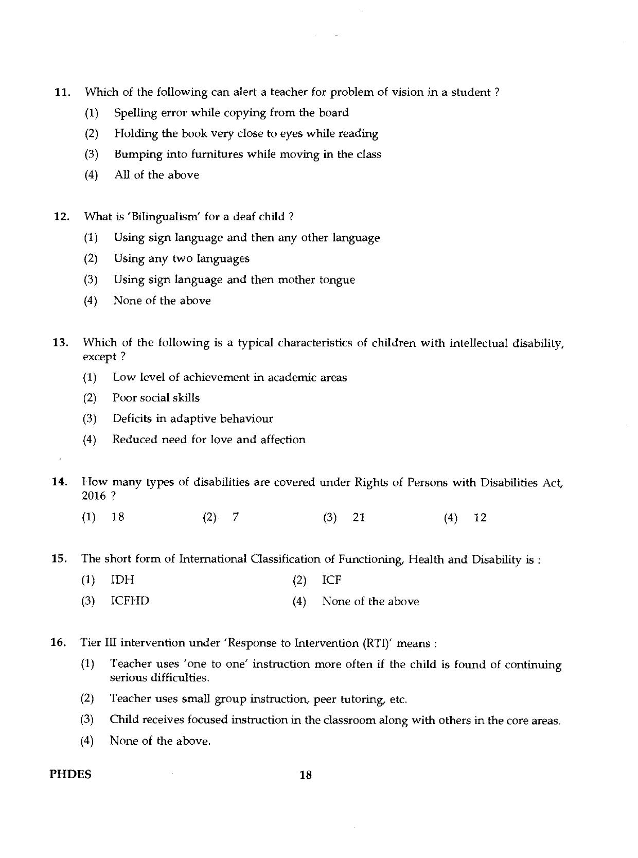 IGNOU PhD Entrance Test Ph.D./M.Phil (Education) 2019 Question Paper - Page 18