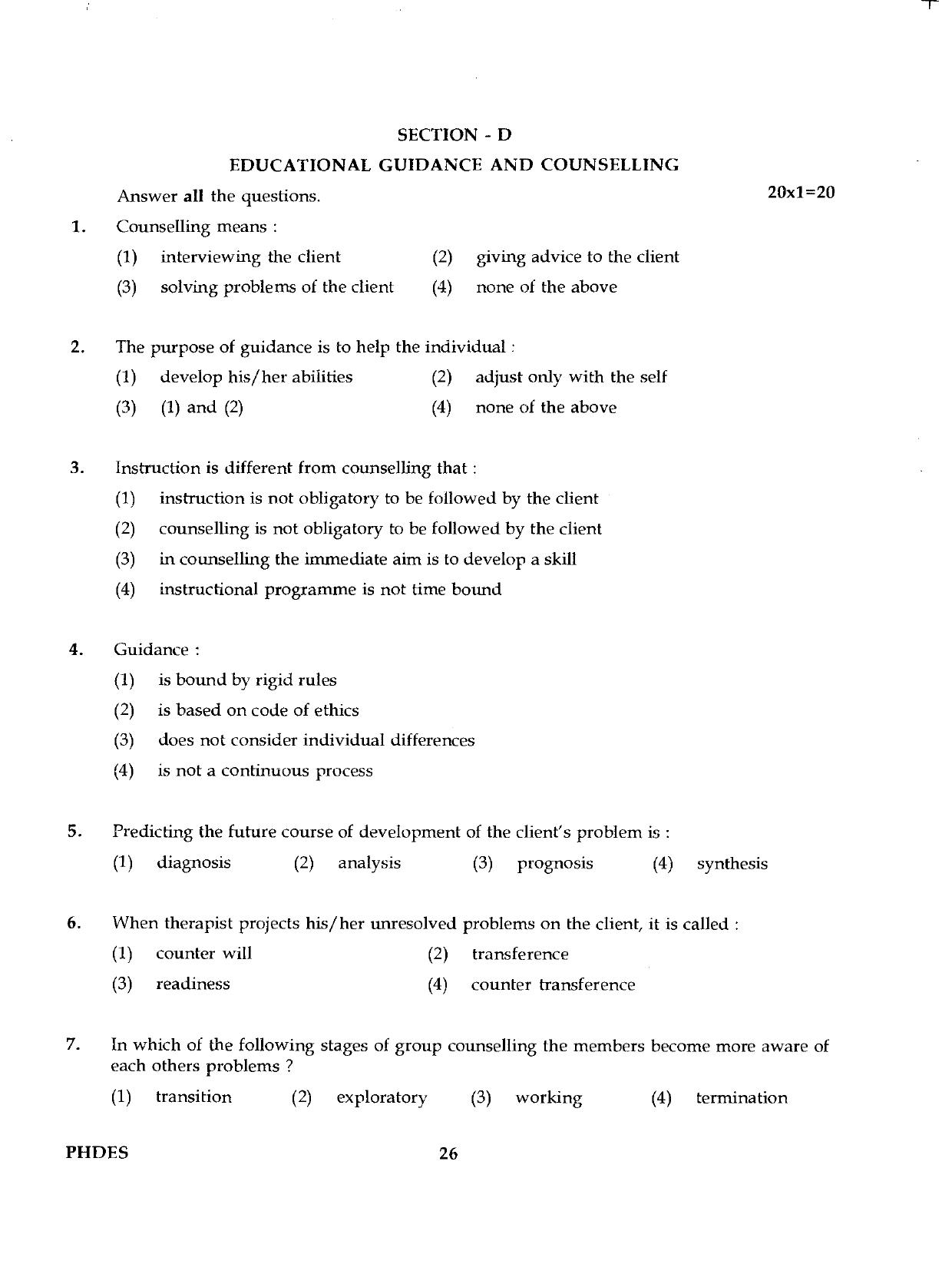 IGNOU PhD Entrance Test Ph.D./M.Phil (Education) 2019 Question Paper - Page 26