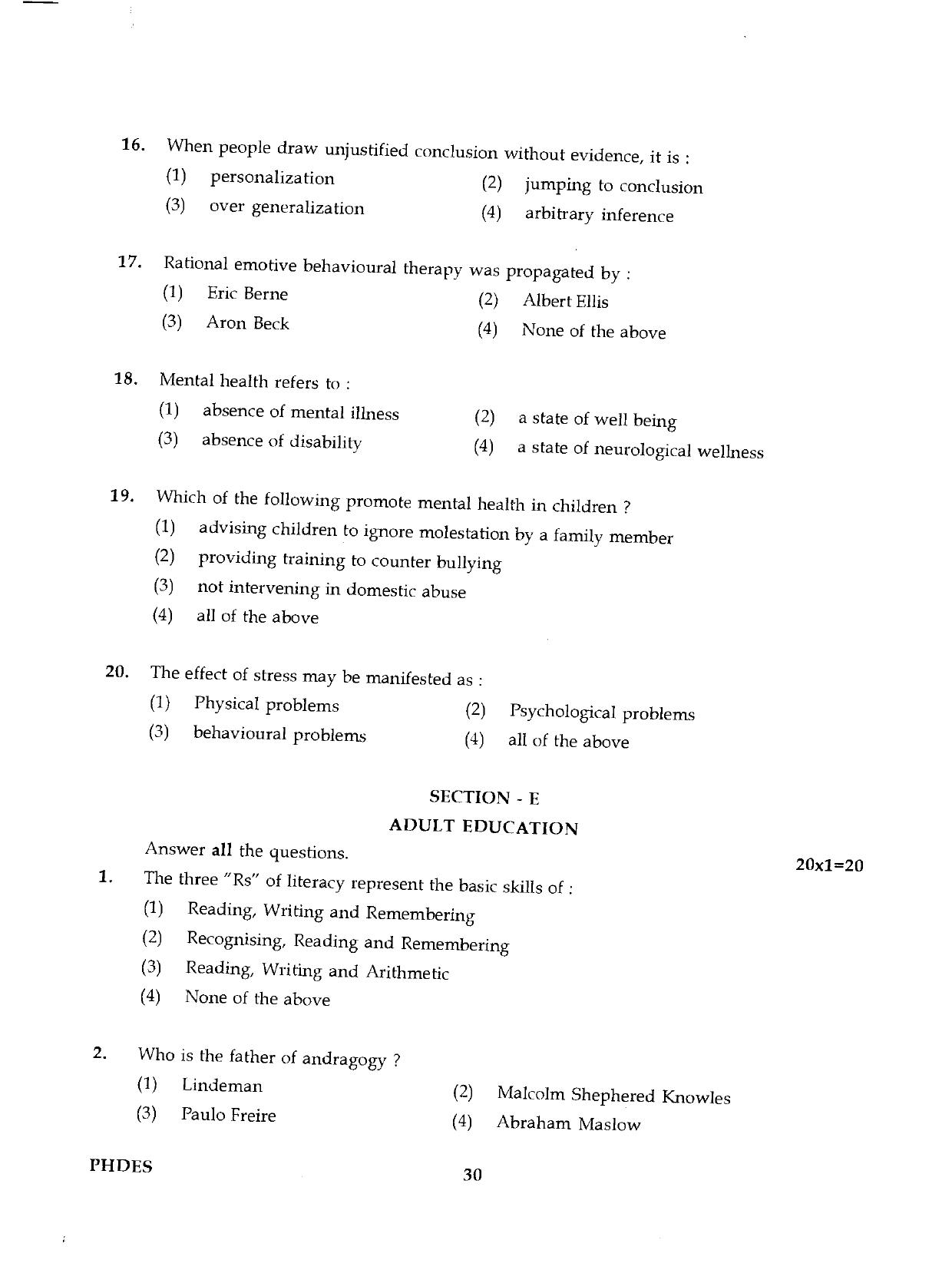 IGNOU PhD Entrance Test Ph.D./M.Phil (Education) 2019 Question Paper - Page 30