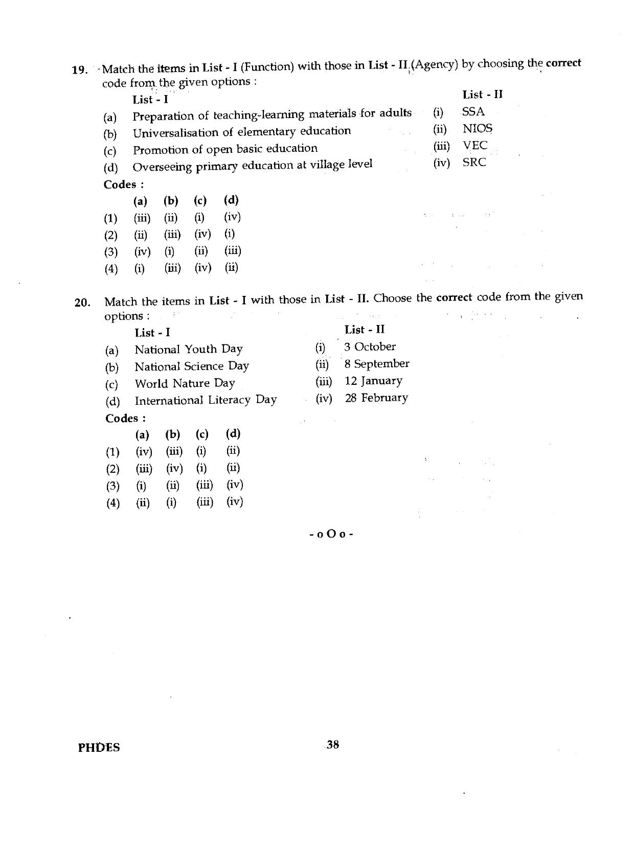 IGNOU PhD Entrance Test Ph.D./M.Phil (Education) 2019 Question Paper - Page 38