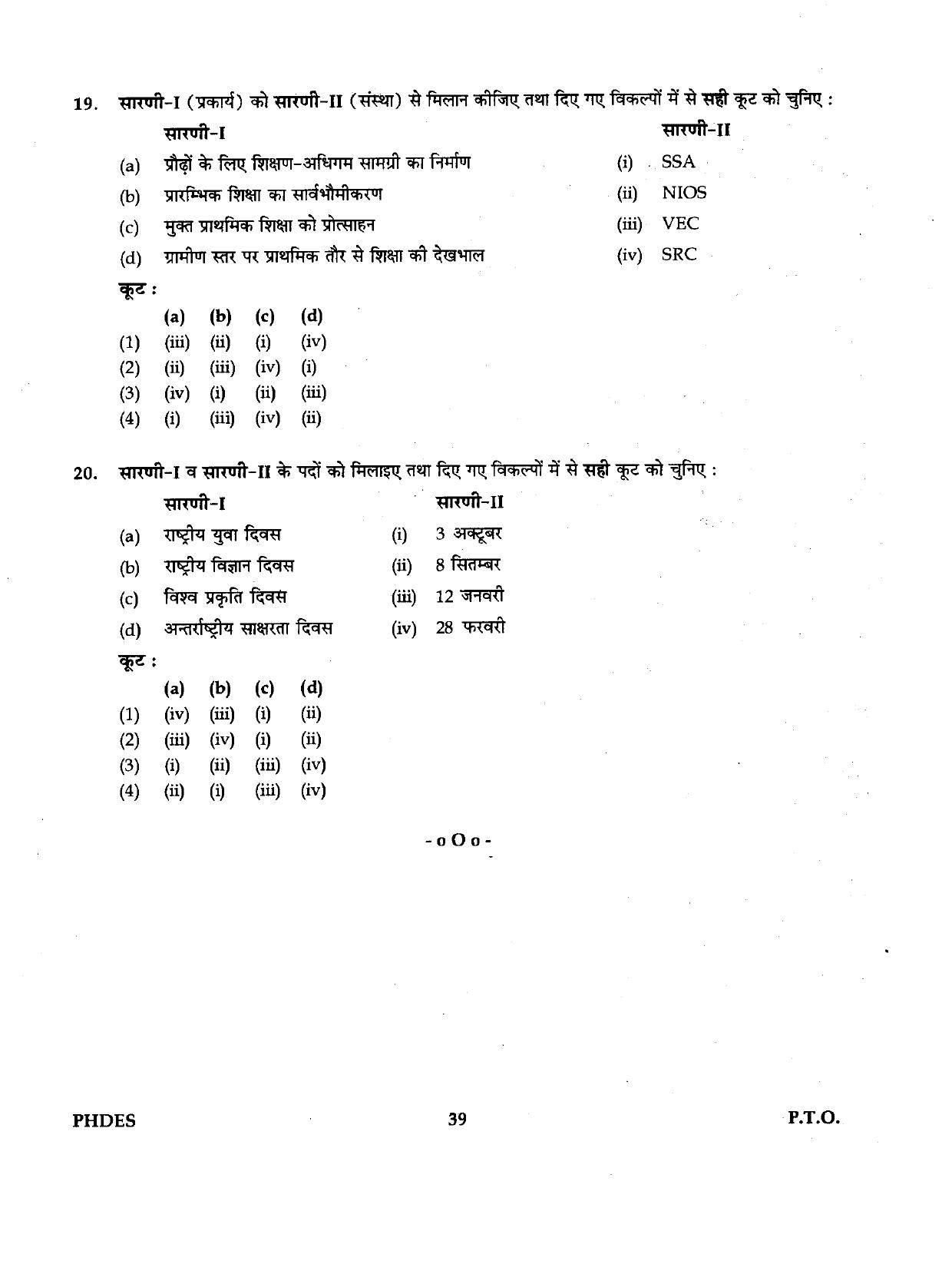 IGNOU PhD Entrance Test Ph.D./M.Phil (Education) 2019 Question Paper - Page 39