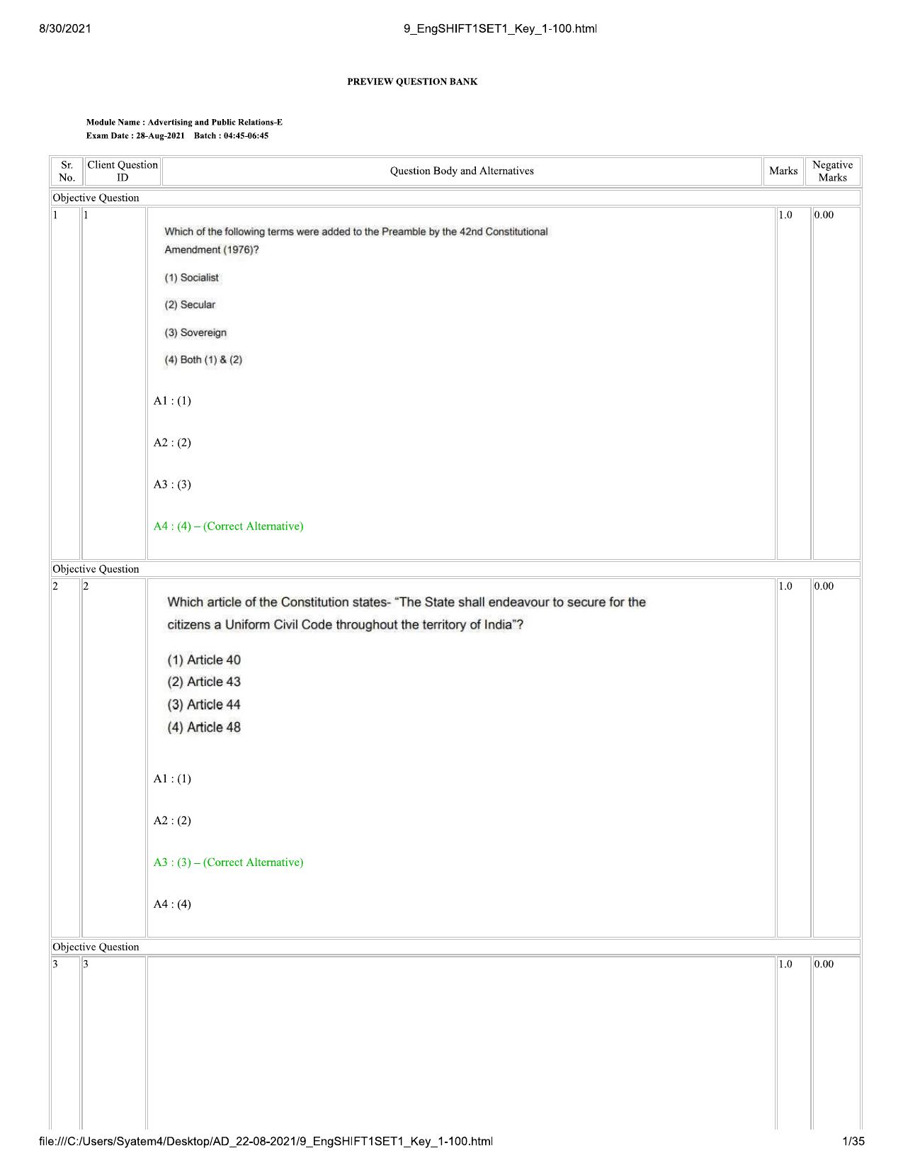 IIMC Journalism (PG Diploma) 2021 English Question Paper - Page 1