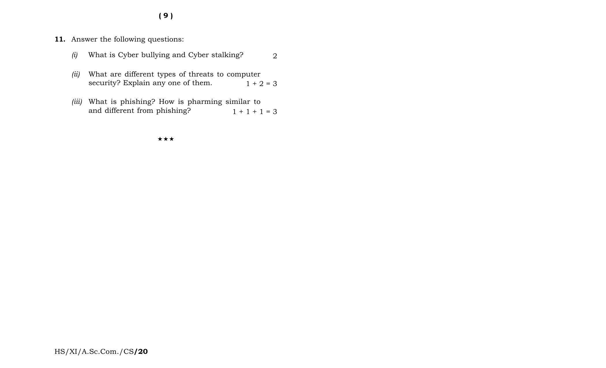 Meghalaya Board (MBOSE) Class 11 Computer Science 2020 Question Paper - Page 5