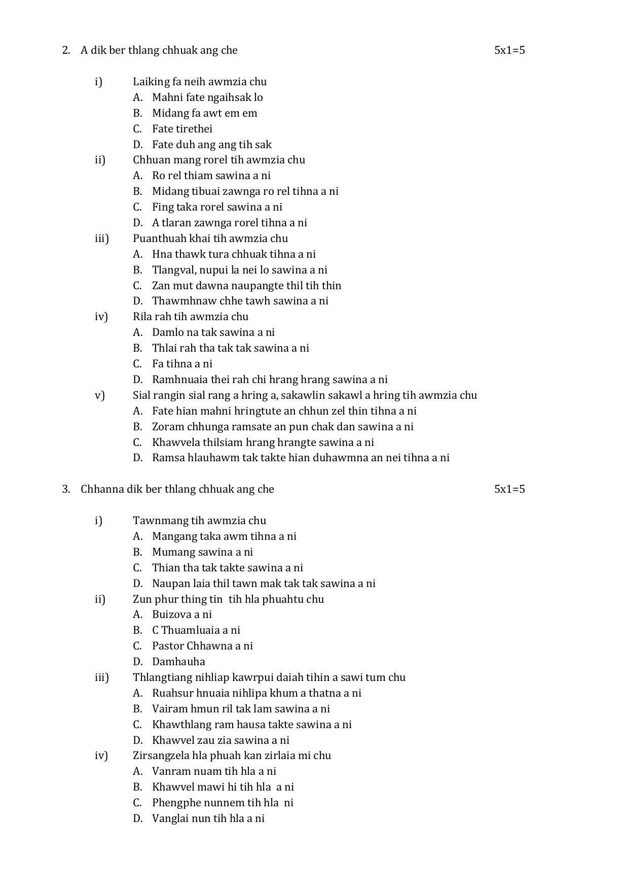 CBSE Class 12 Mizo Sample Paper 2024 - Page 2