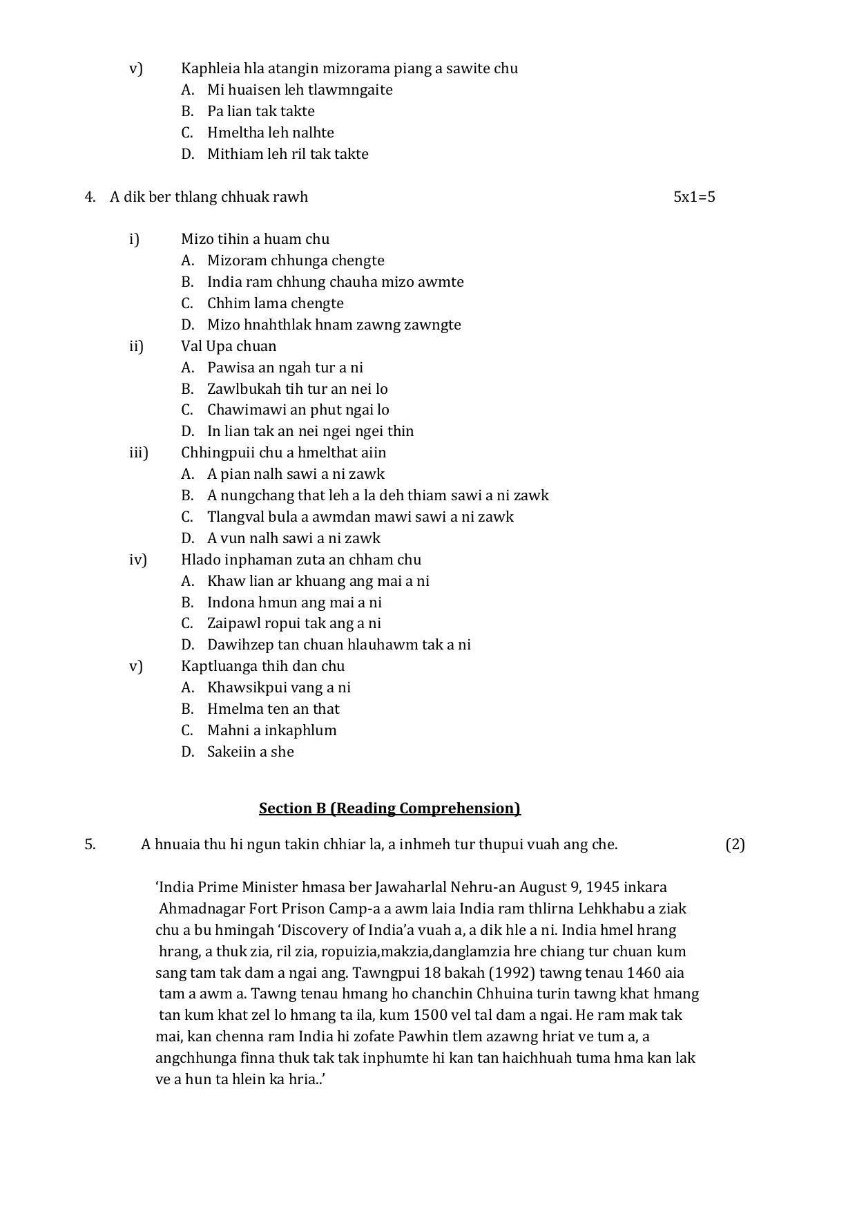 CBSE Class 12 Mizo Sample Paper 2024 - Page 3