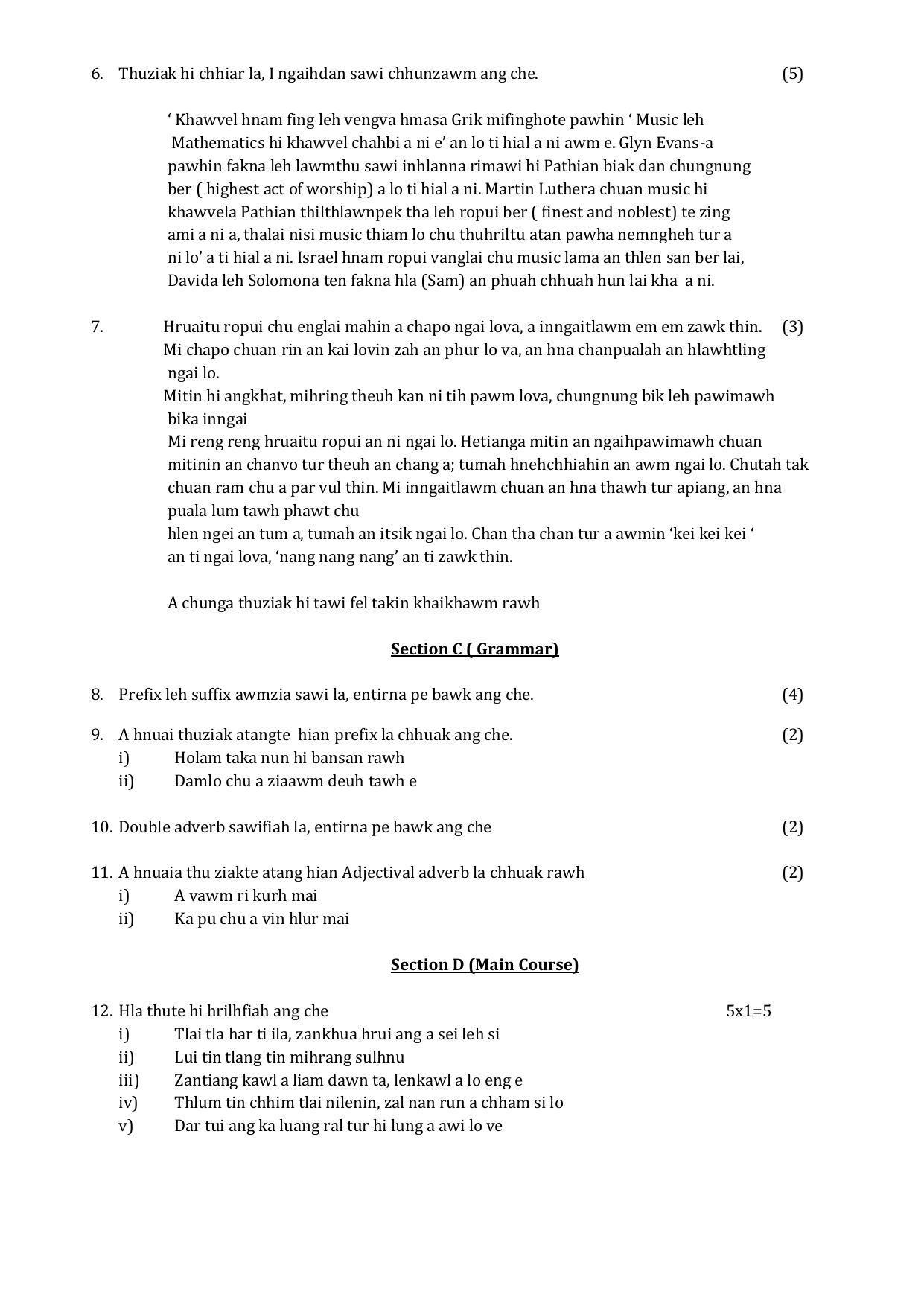 CBSE Class 12 Mizo Sample Paper 2024 - Page 4