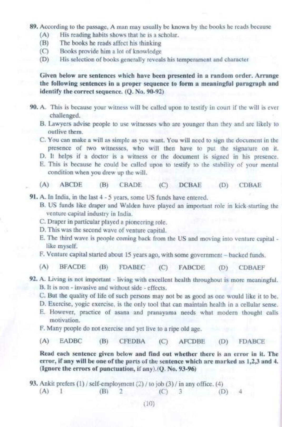 PU USOL MBA (Executive) Entrance Exam 2021 Question Booklet - Page 11