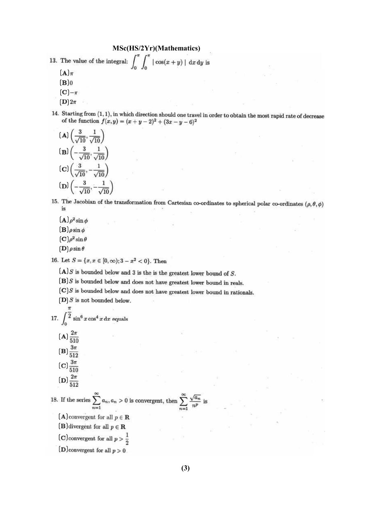 PU CET PG Question Paper 2024 - Page 3