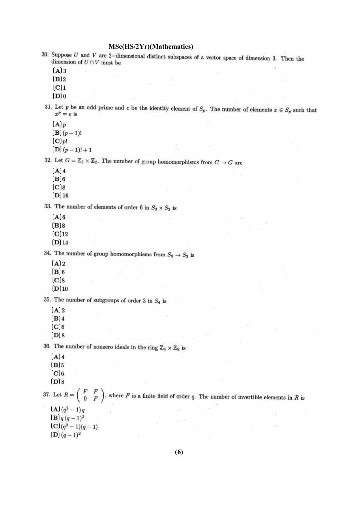 PU CET PG Question Paper 2024 - Page 6