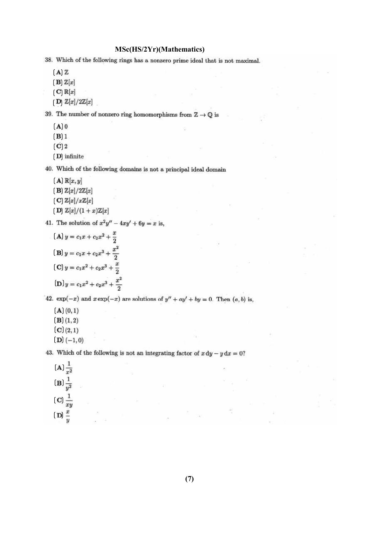 PU CET PG Question Paper 2024 - Page 7