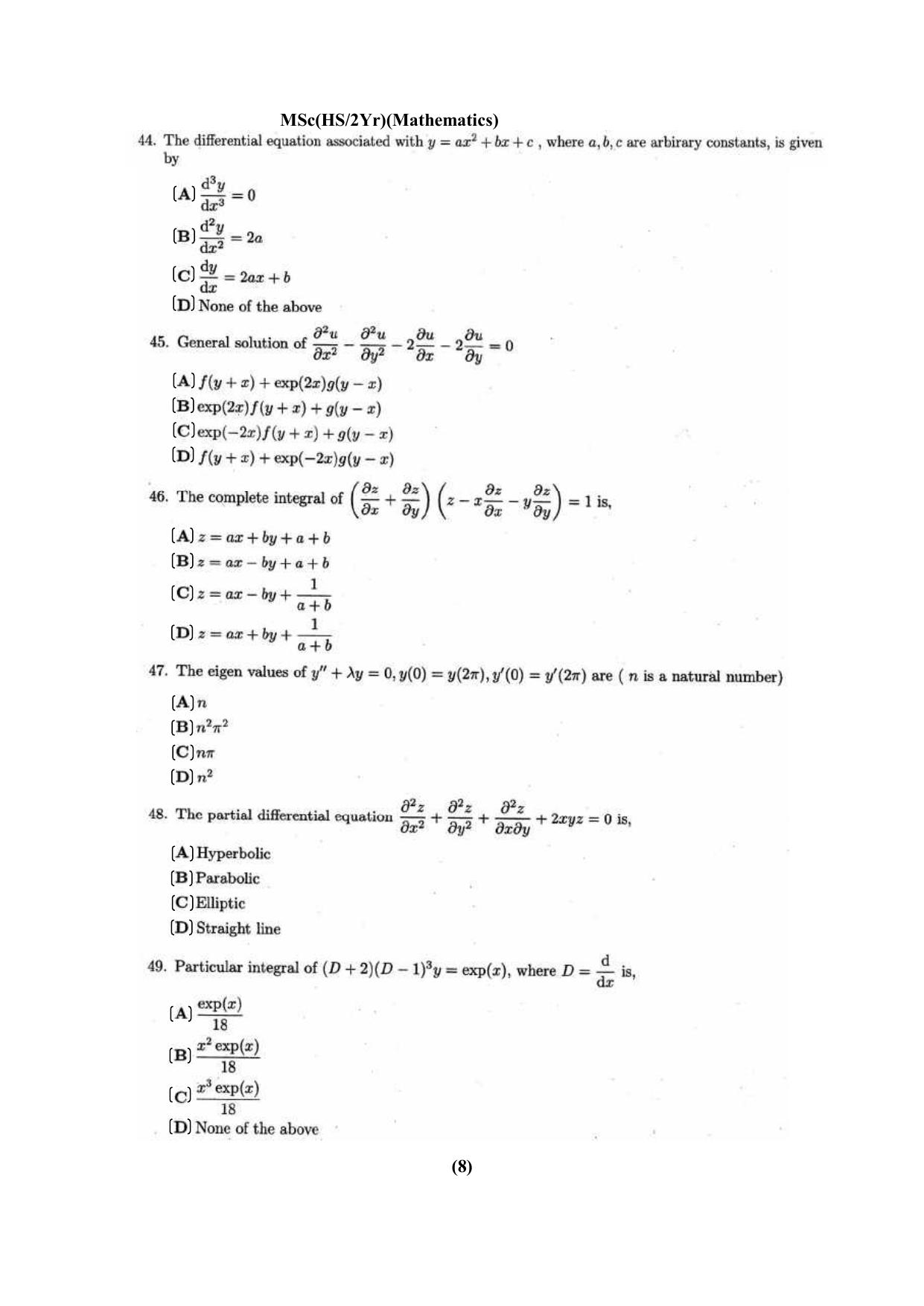 PU CET PG Question Paper 2024 - Page 8