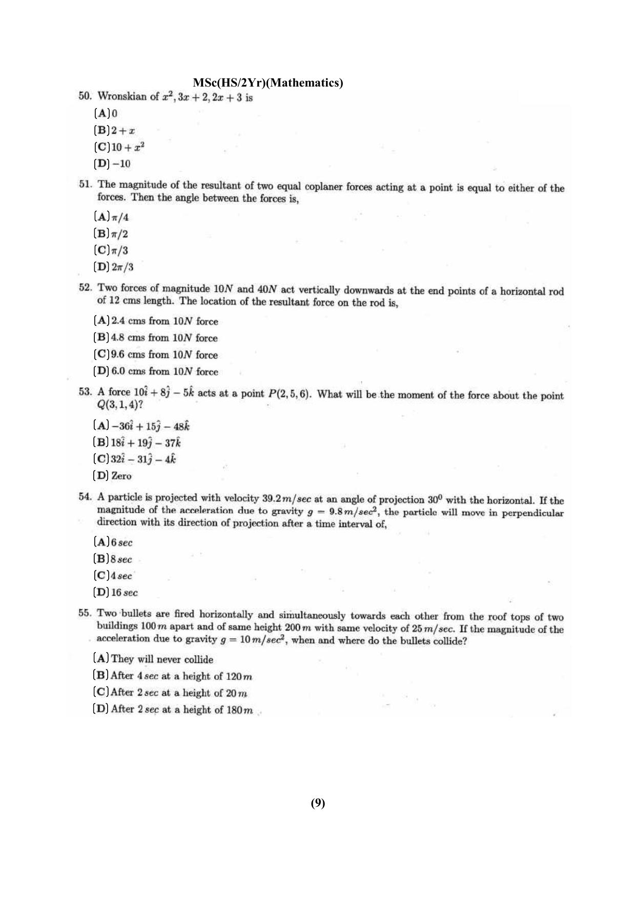 PU CET PG Question Paper 2024 - Page 9