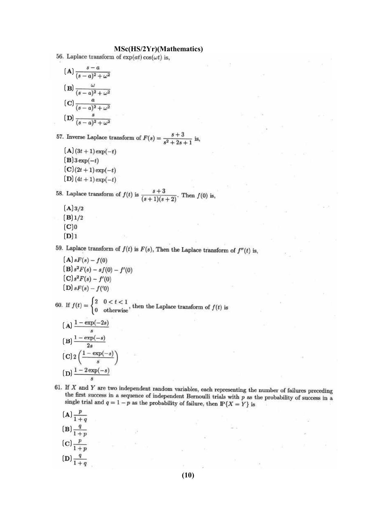 PU CET PG Question Paper 2024 - Page 10