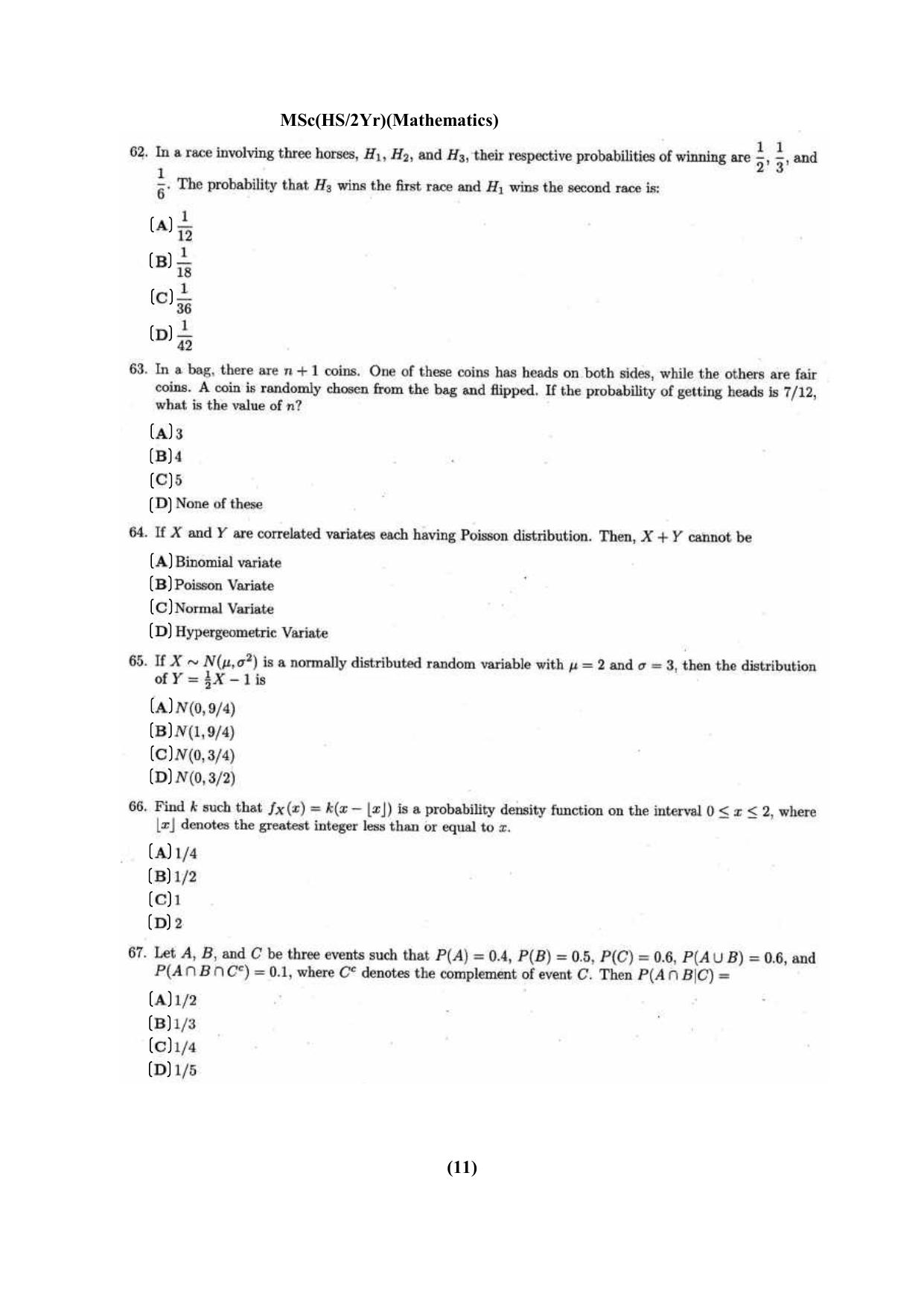 PU CET PG Question Paper 2024 - Page 11