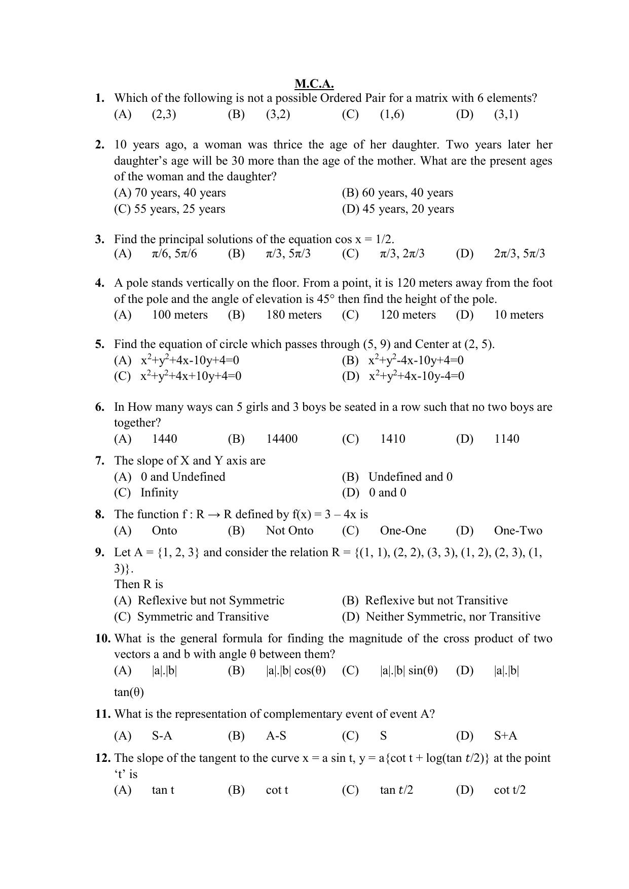 PU CET PG Question Paper 2024 - Page 26
